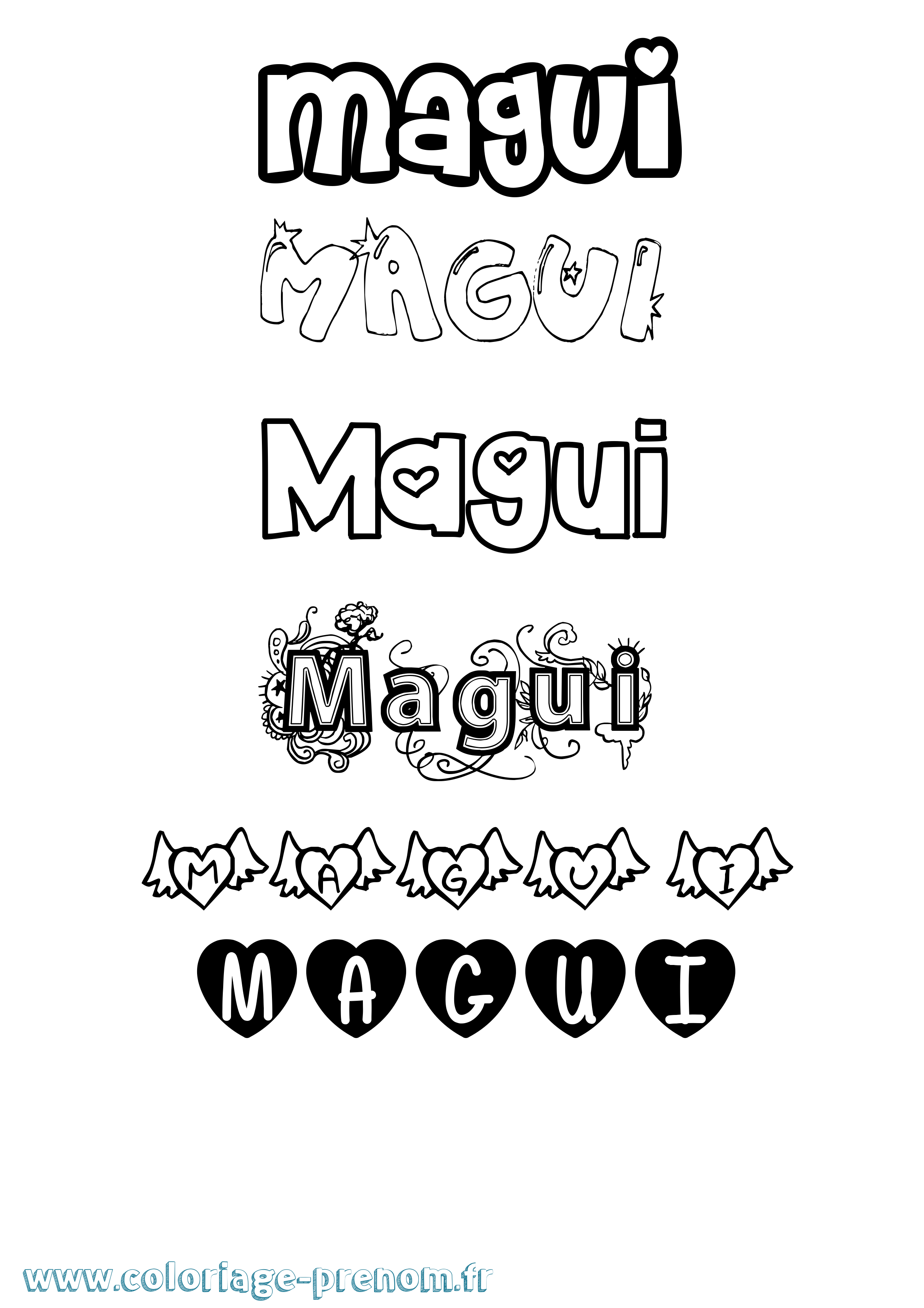 Coloriage prénom Magui Girly