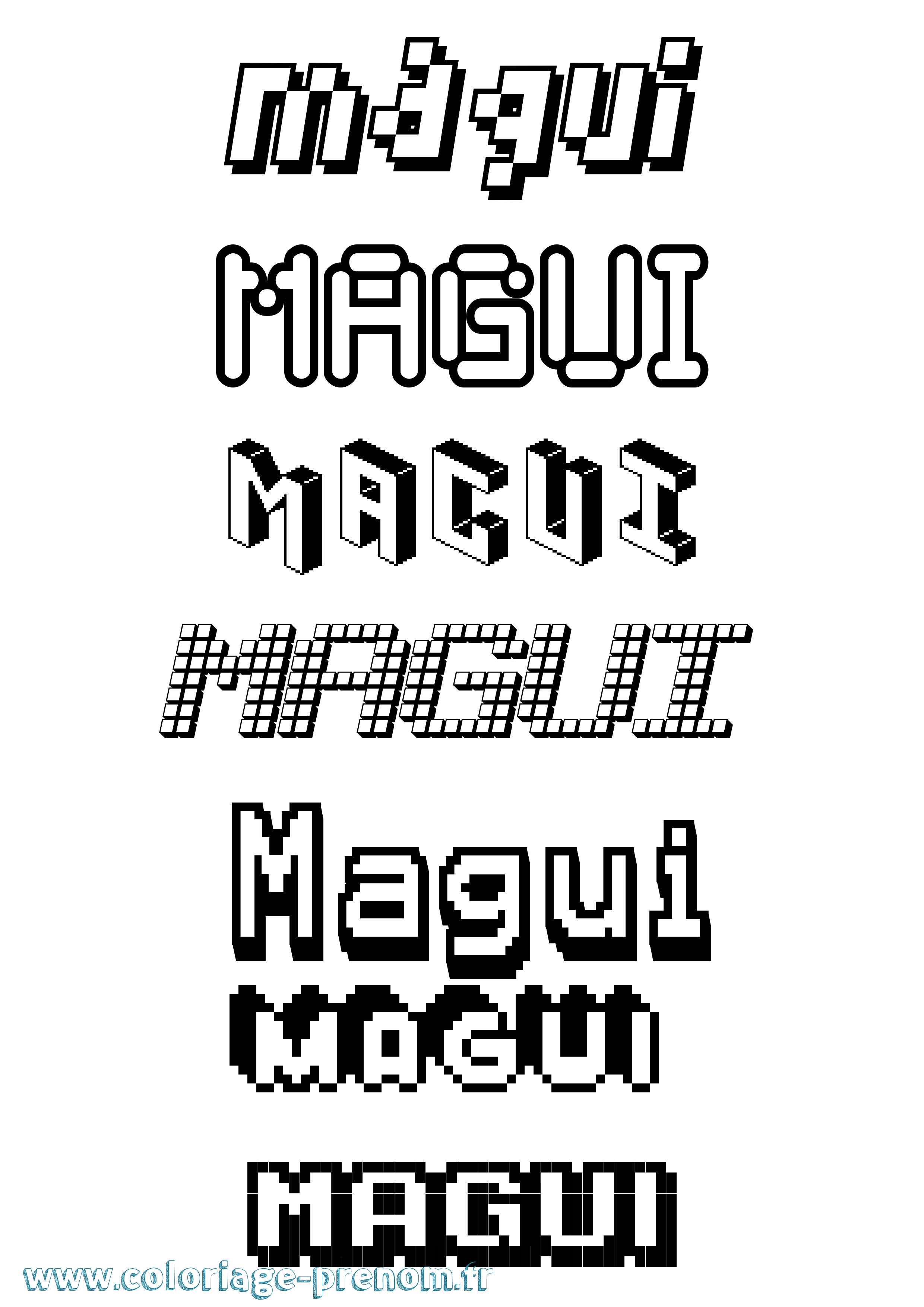 Coloriage prénom Magui Pixel