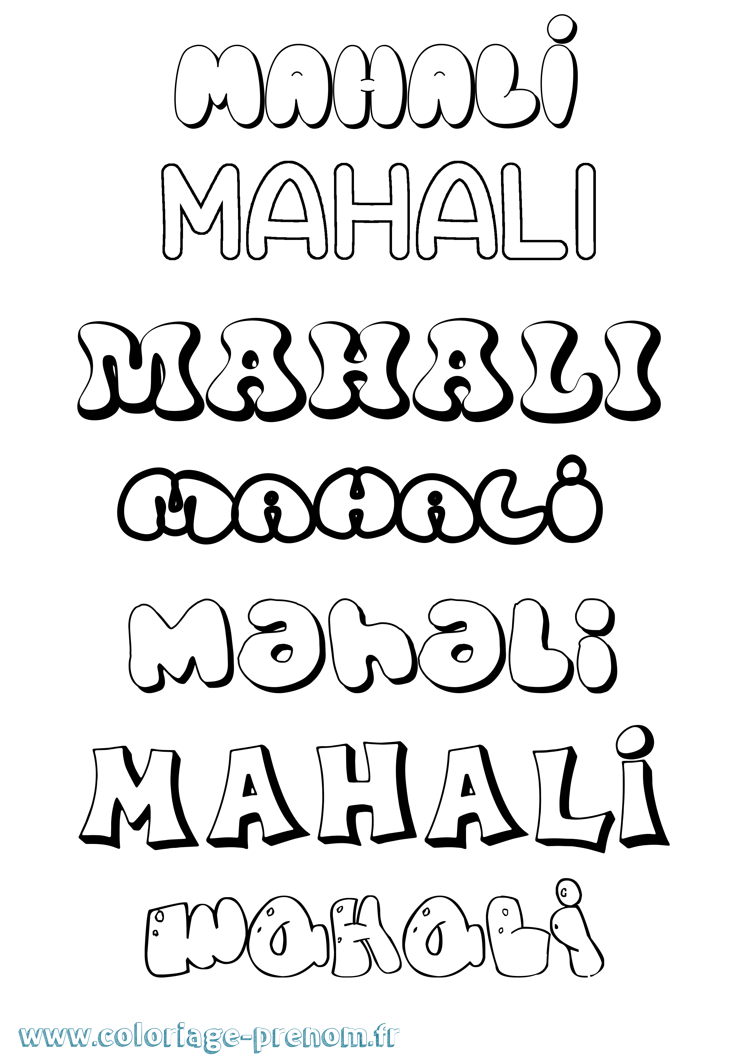 Coloriage prénom Mahali Bubble