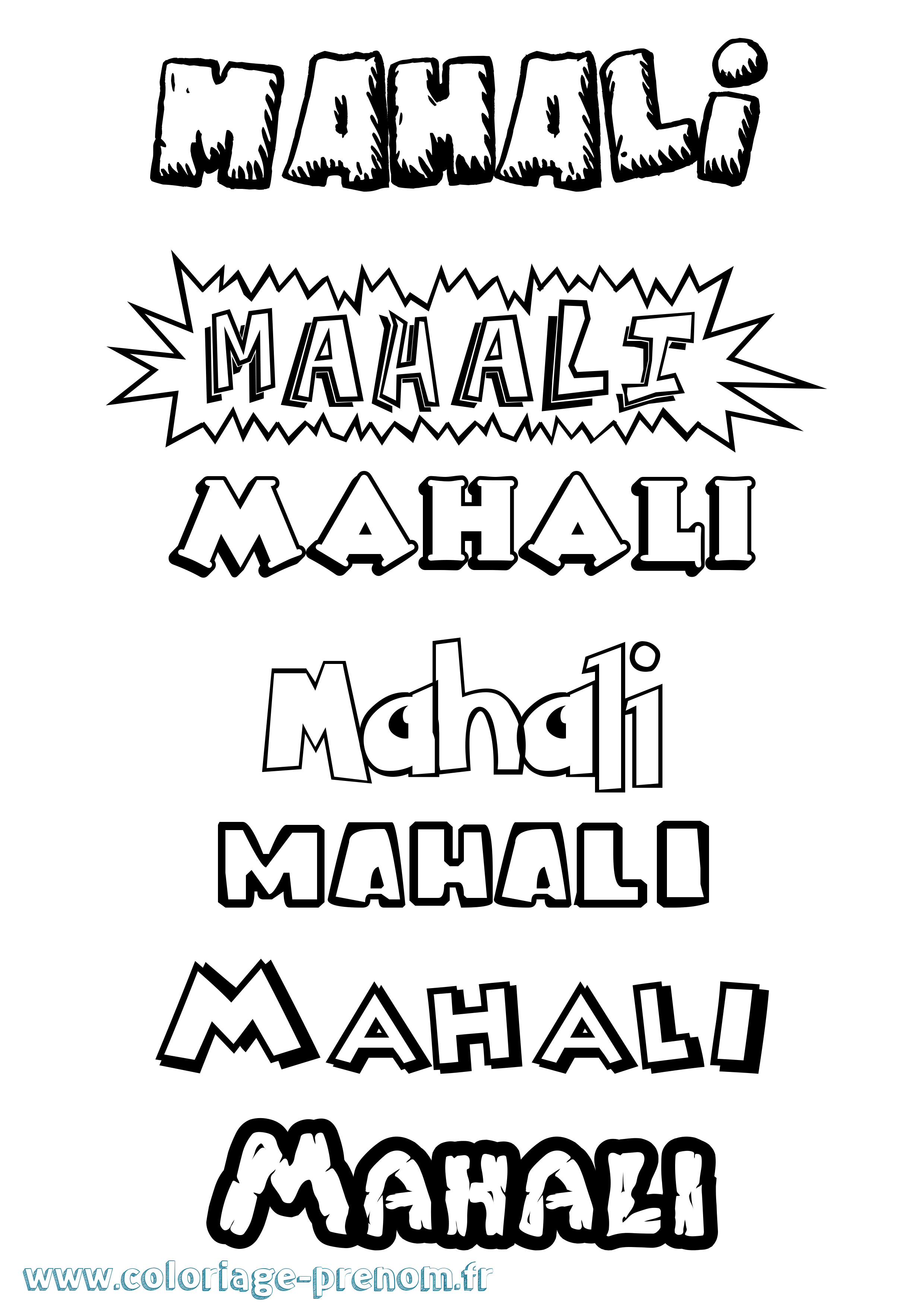 Coloriage prénom Mahali Dessin Animé