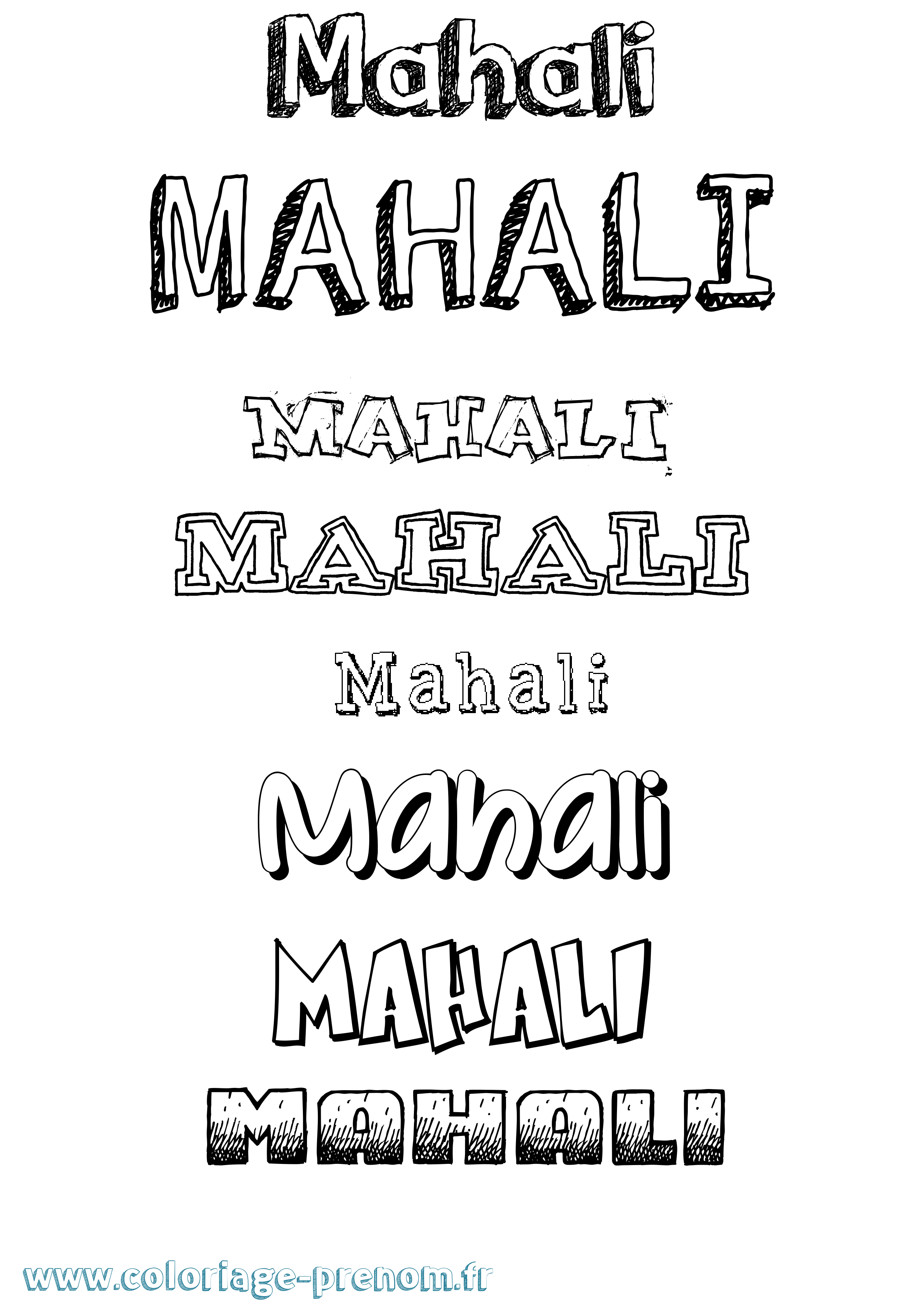 Coloriage prénom Mahali Dessiné