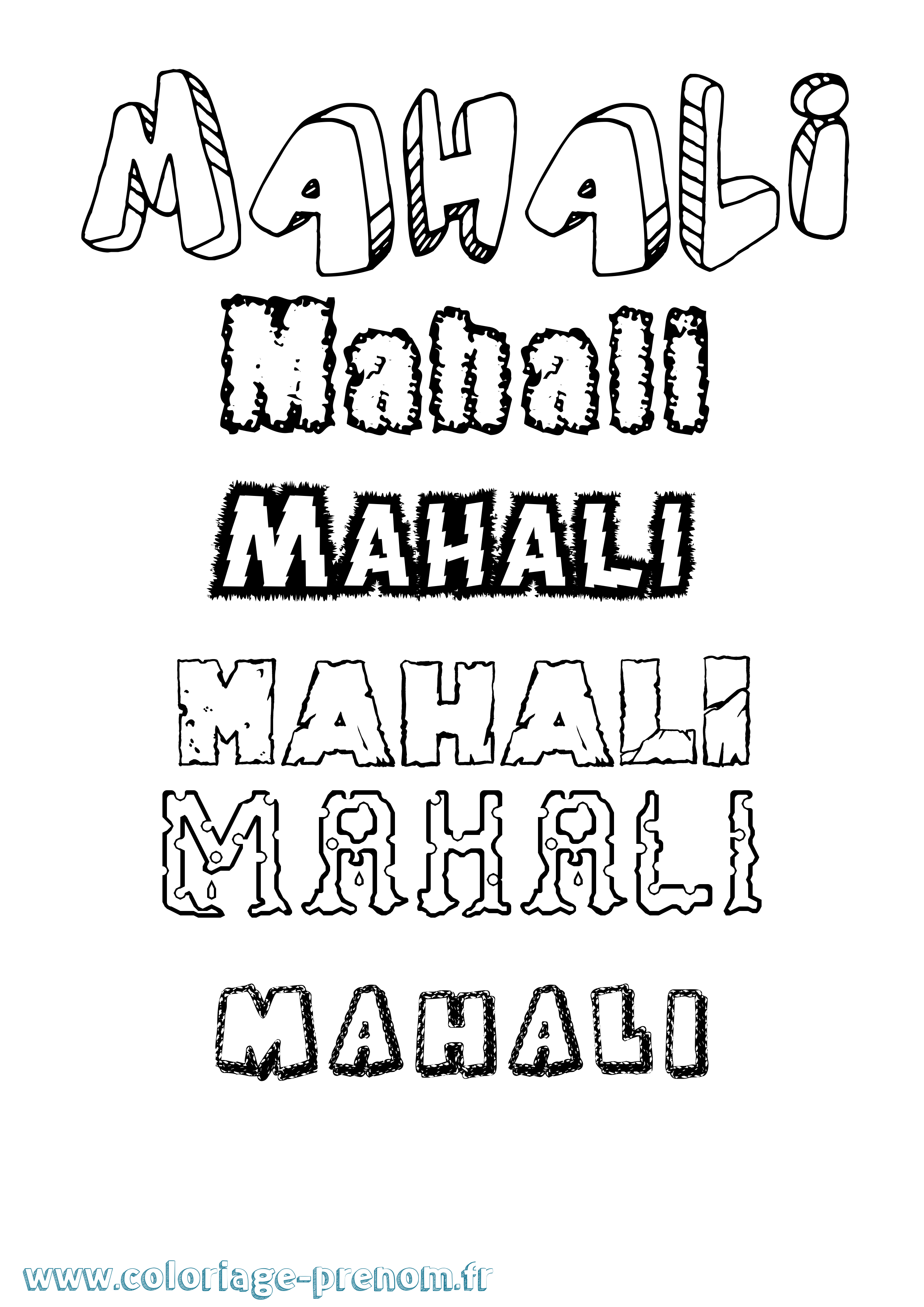 Coloriage prénom Mahali Destructuré