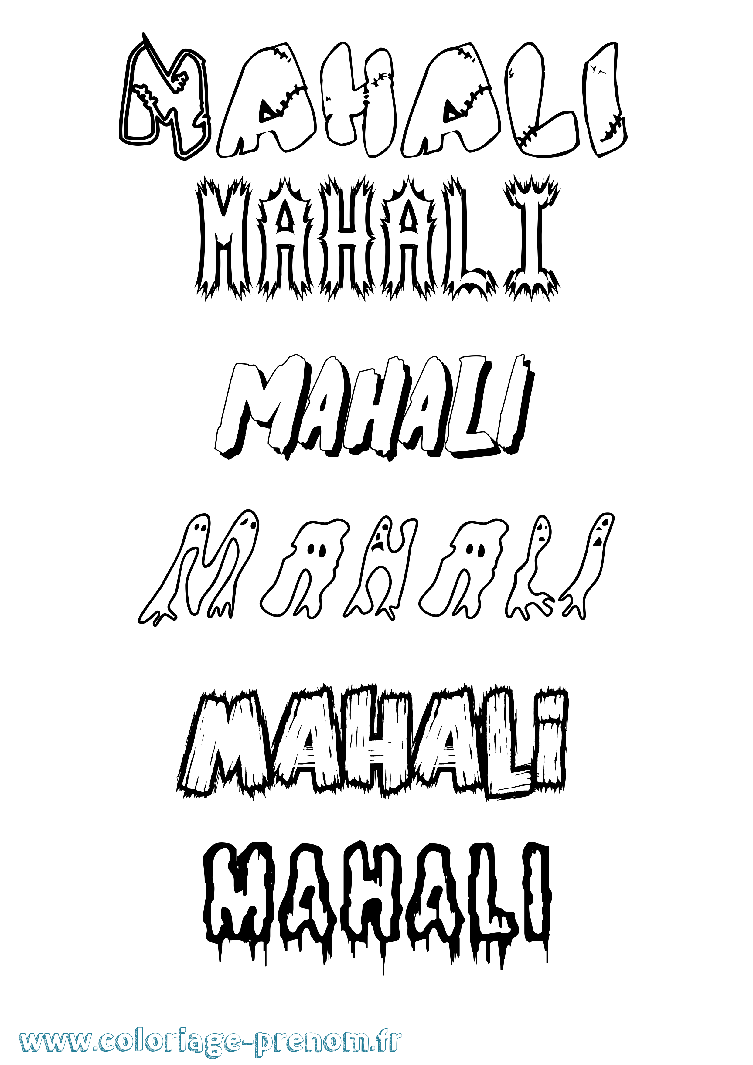 Coloriage prénom Mahali Frisson