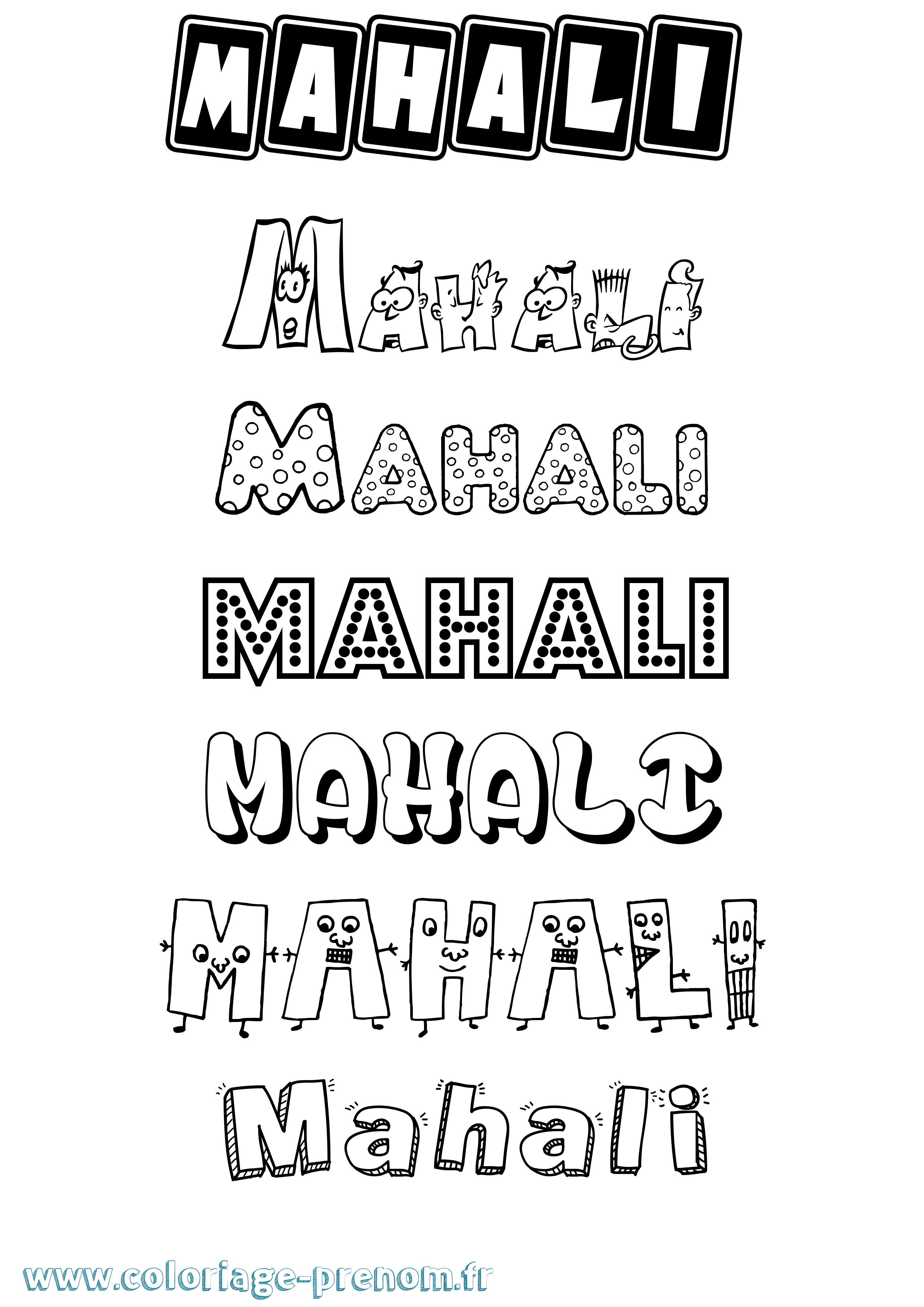 Coloriage prénom Mahali Fun
