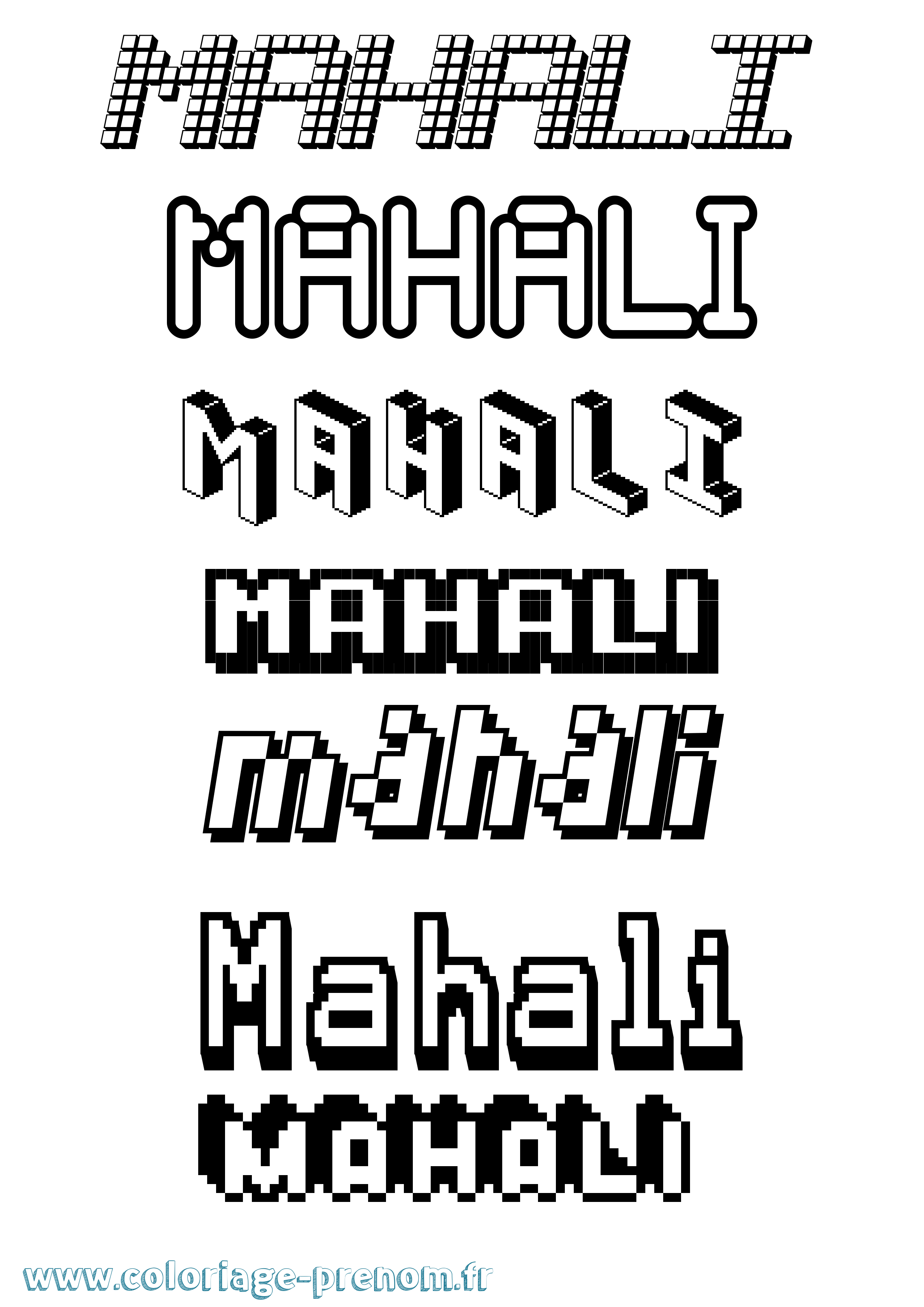 Coloriage prénom Mahali Pixel
