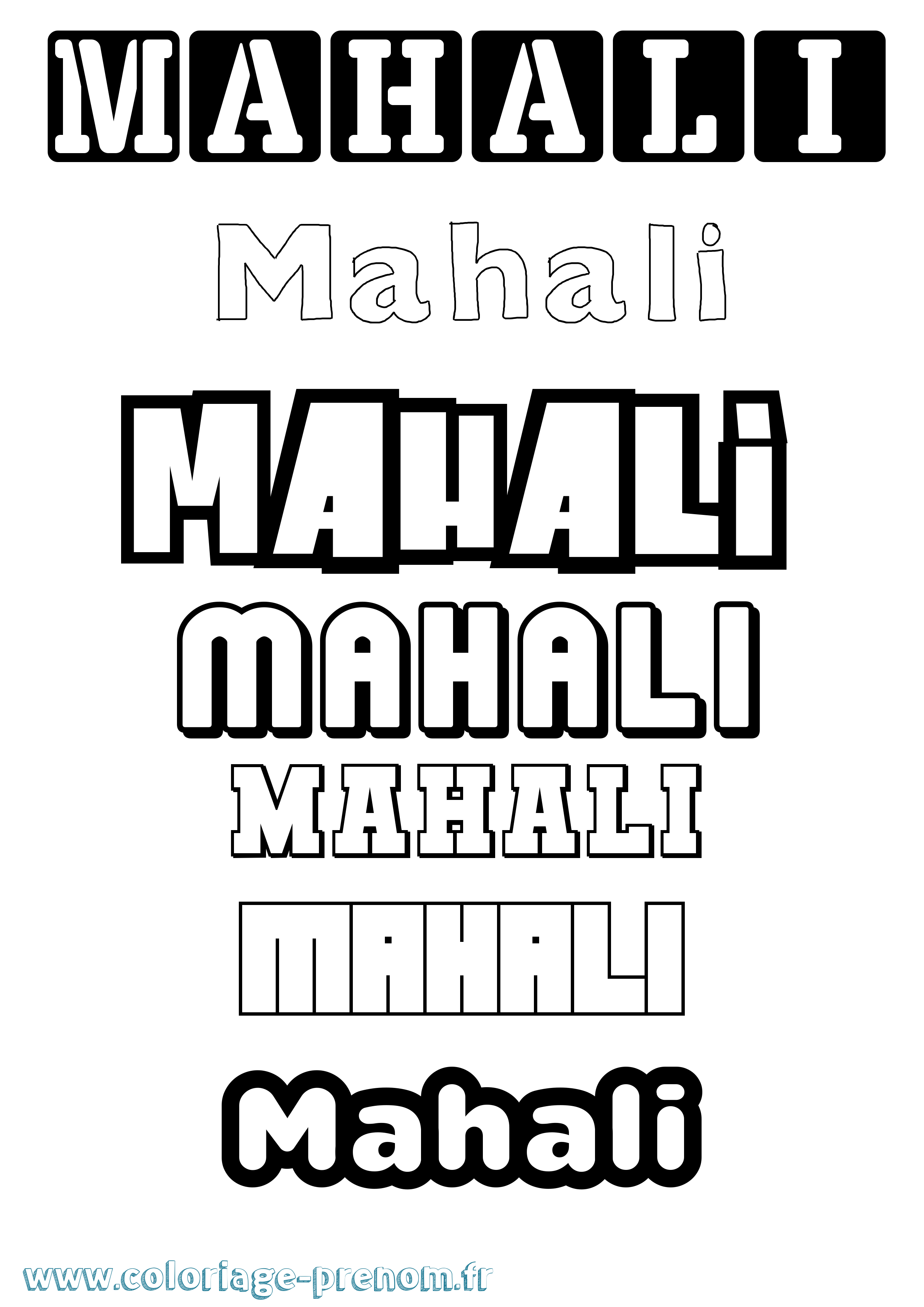 Coloriage prénom Mahali Simple