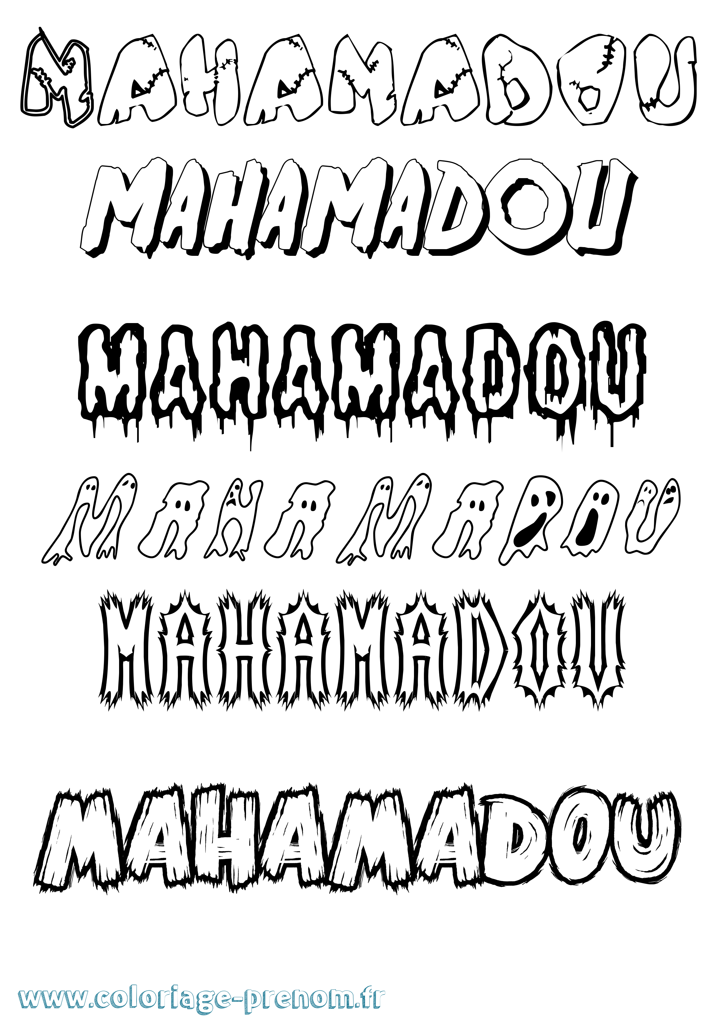 Coloriage prénom Mahamadou Frisson