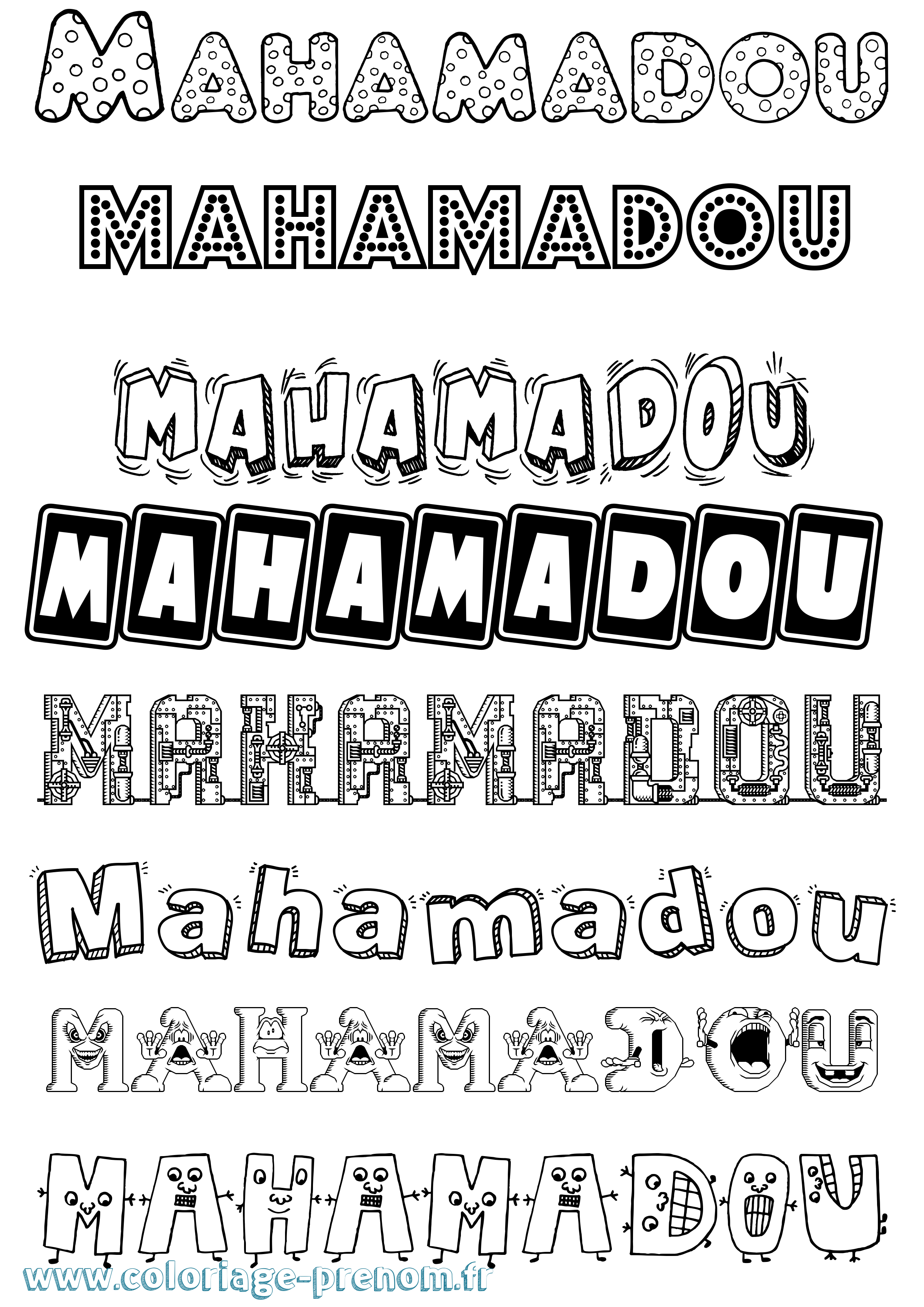 Coloriage prénom Mahamadou Fun