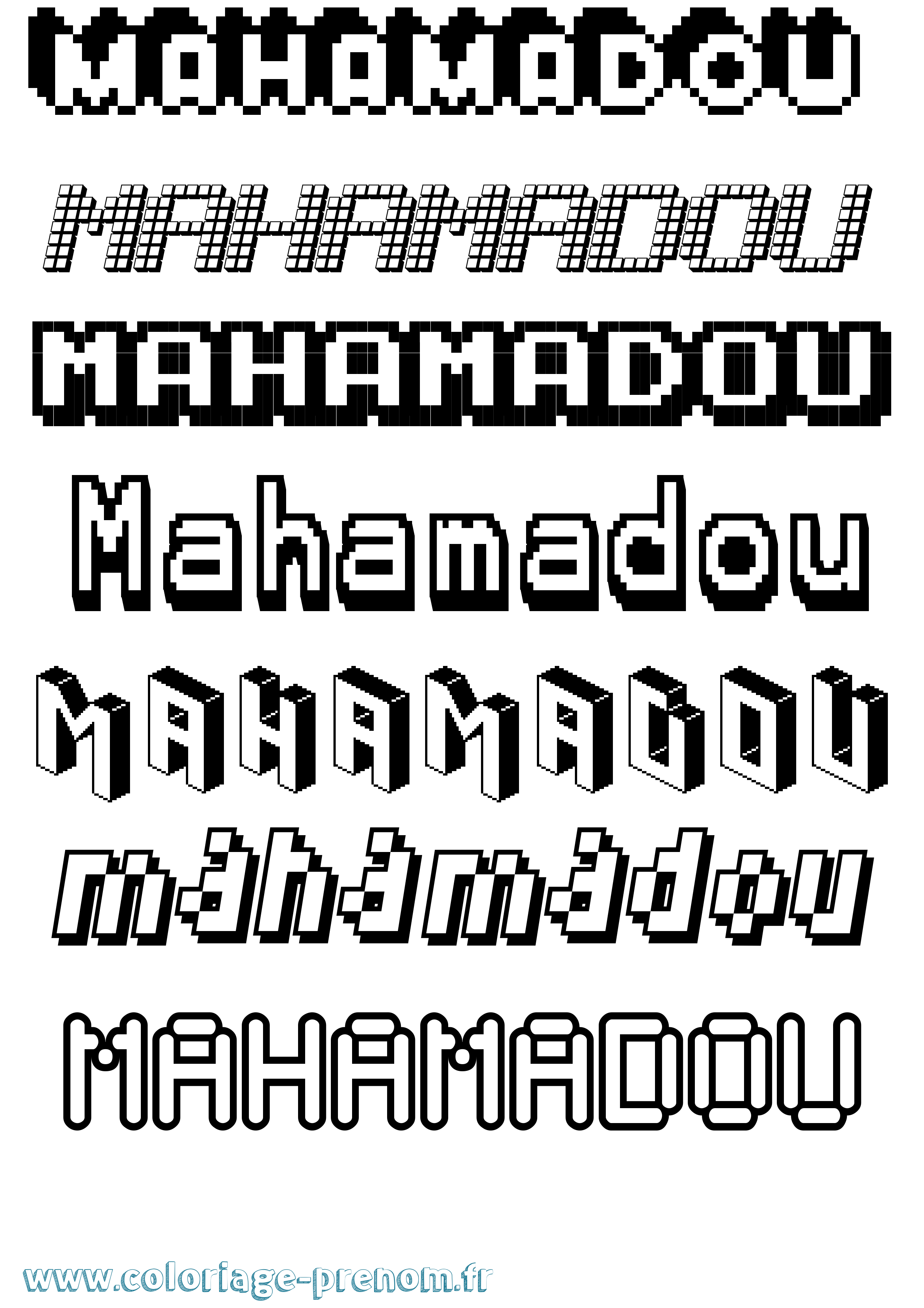 Coloriage prénom Mahamadou Pixel