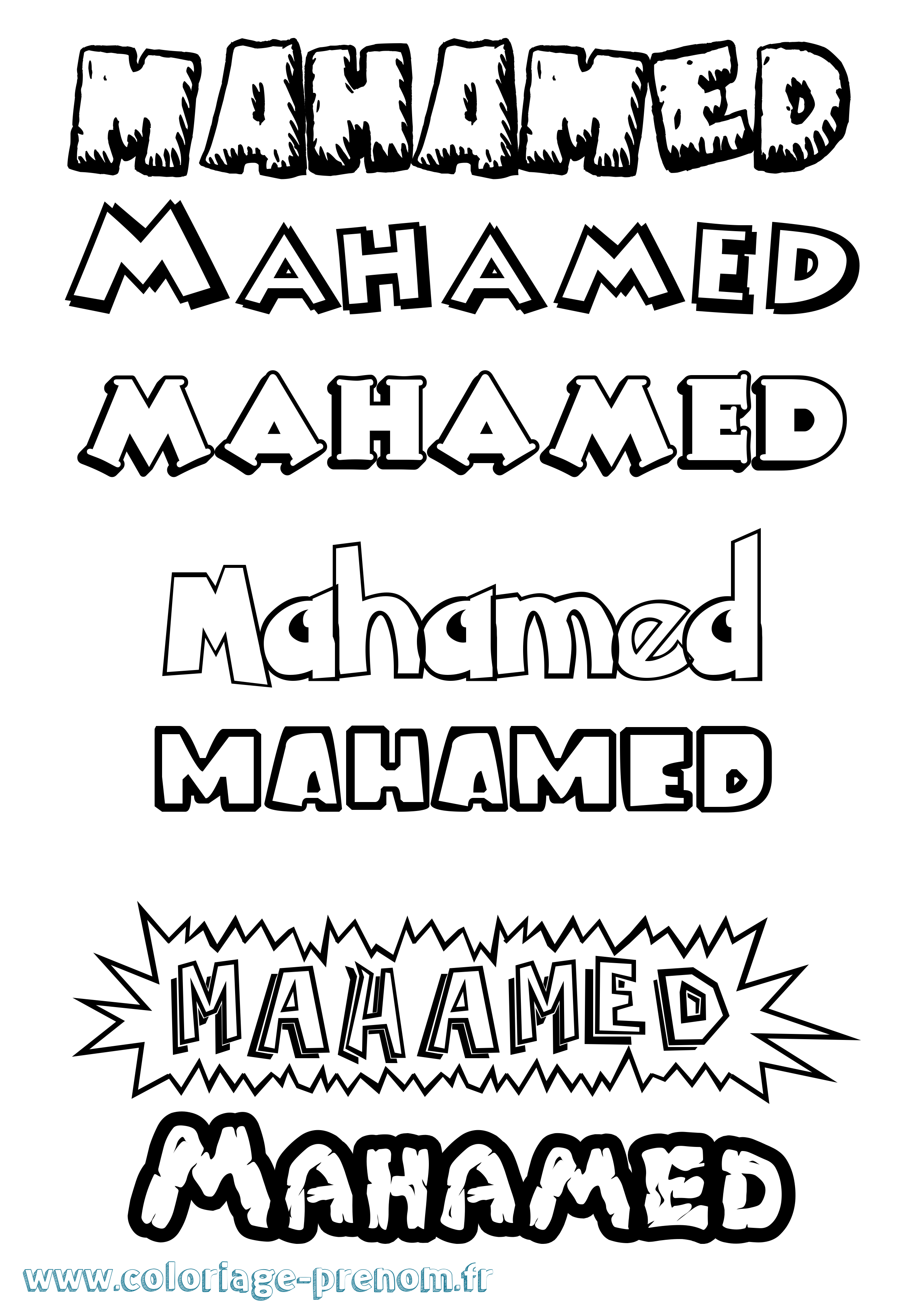 Coloriage prénom Mahamed Dessin Animé