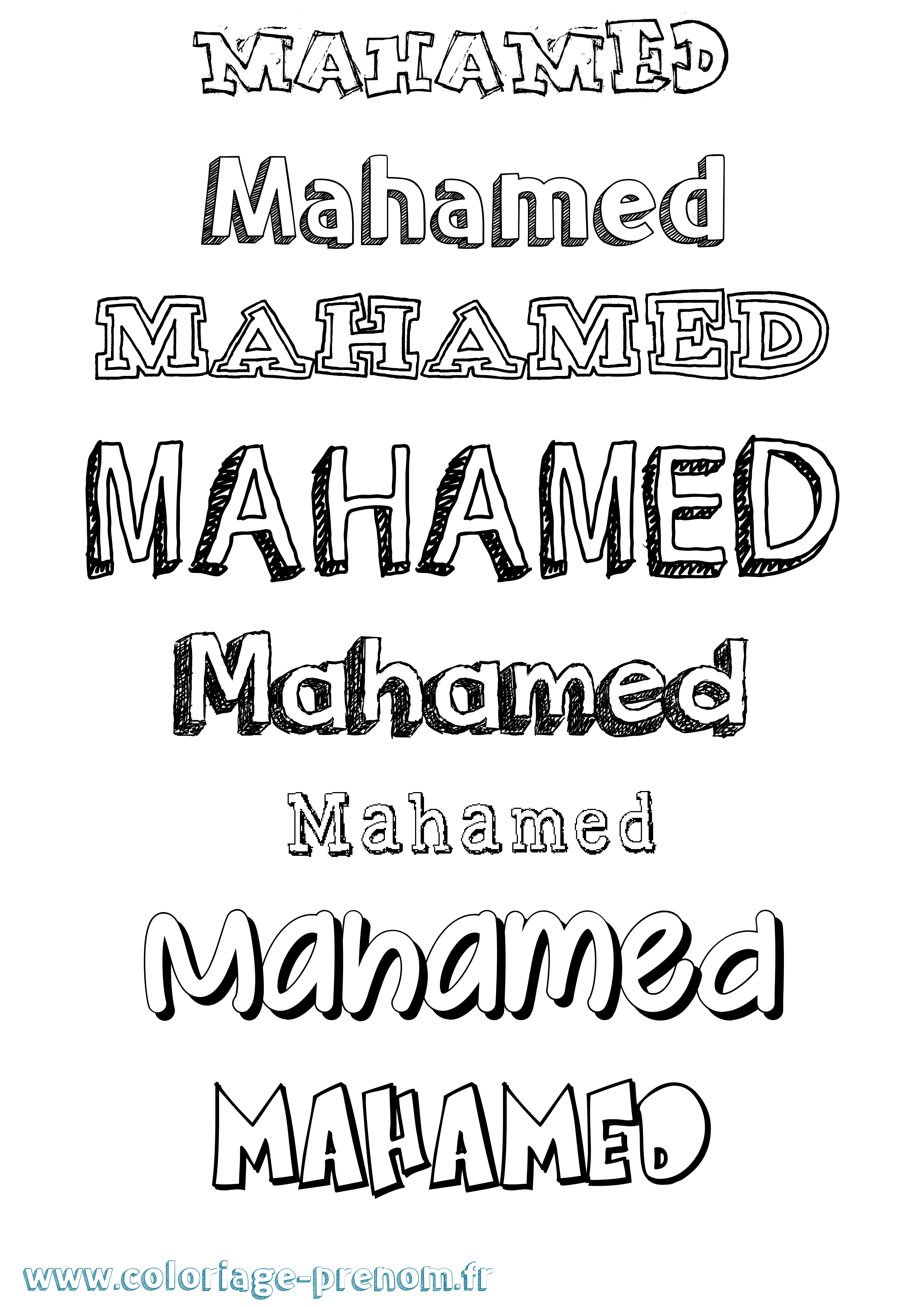 Coloriage prénom Mahamed Dessiné