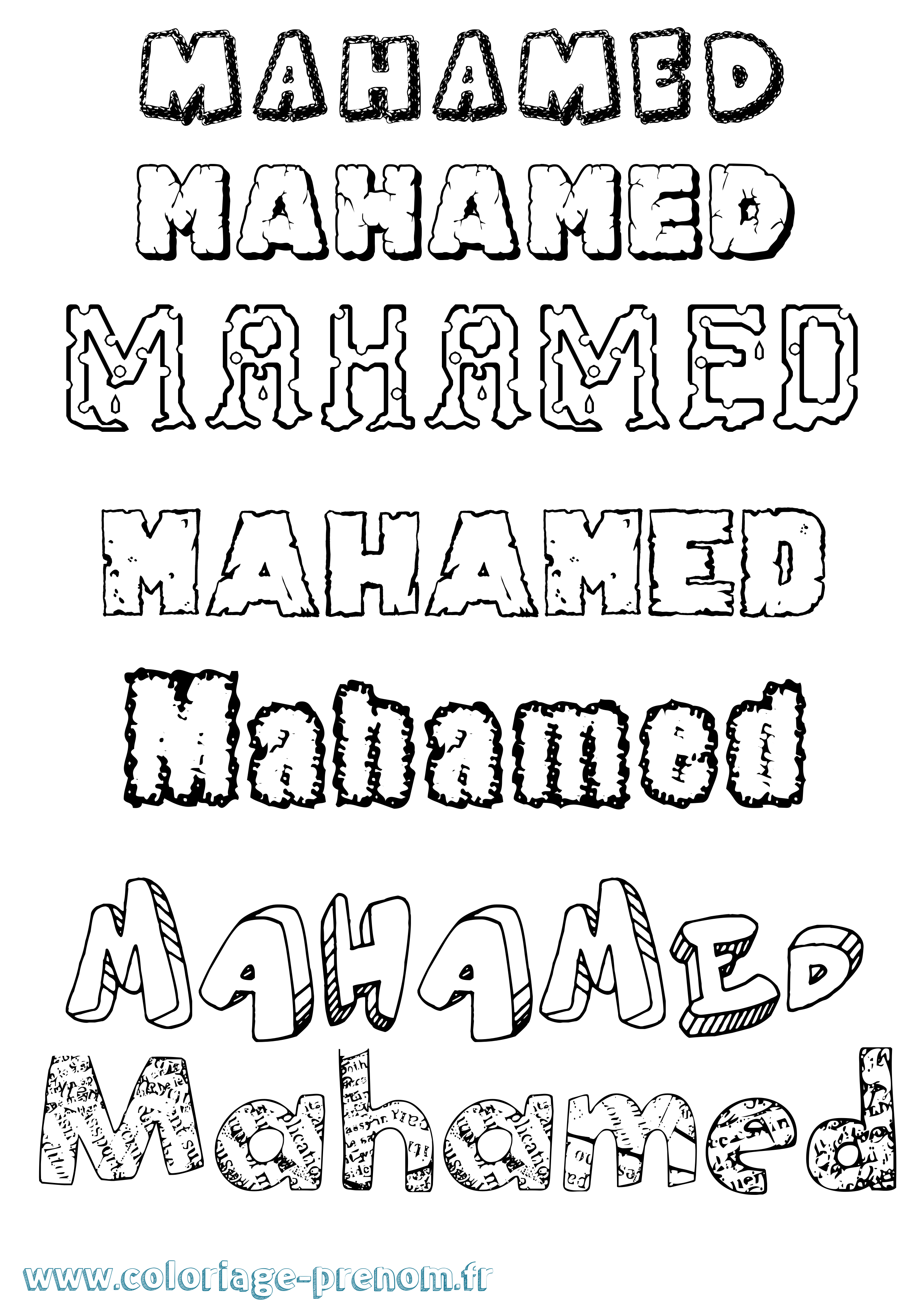 Coloriage prénom Mahamed Destructuré