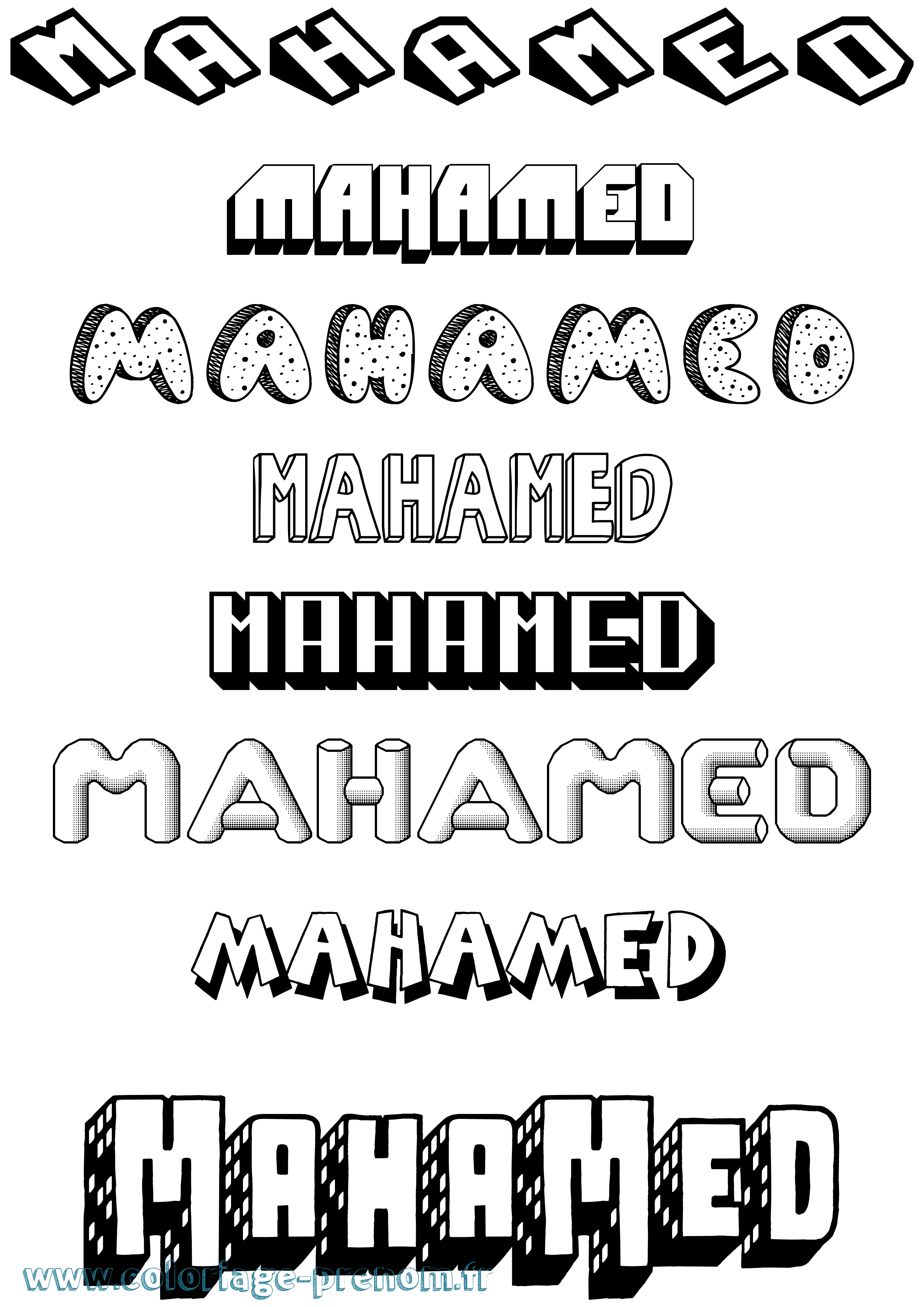 Coloriage prénom Mahamed Effet 3D