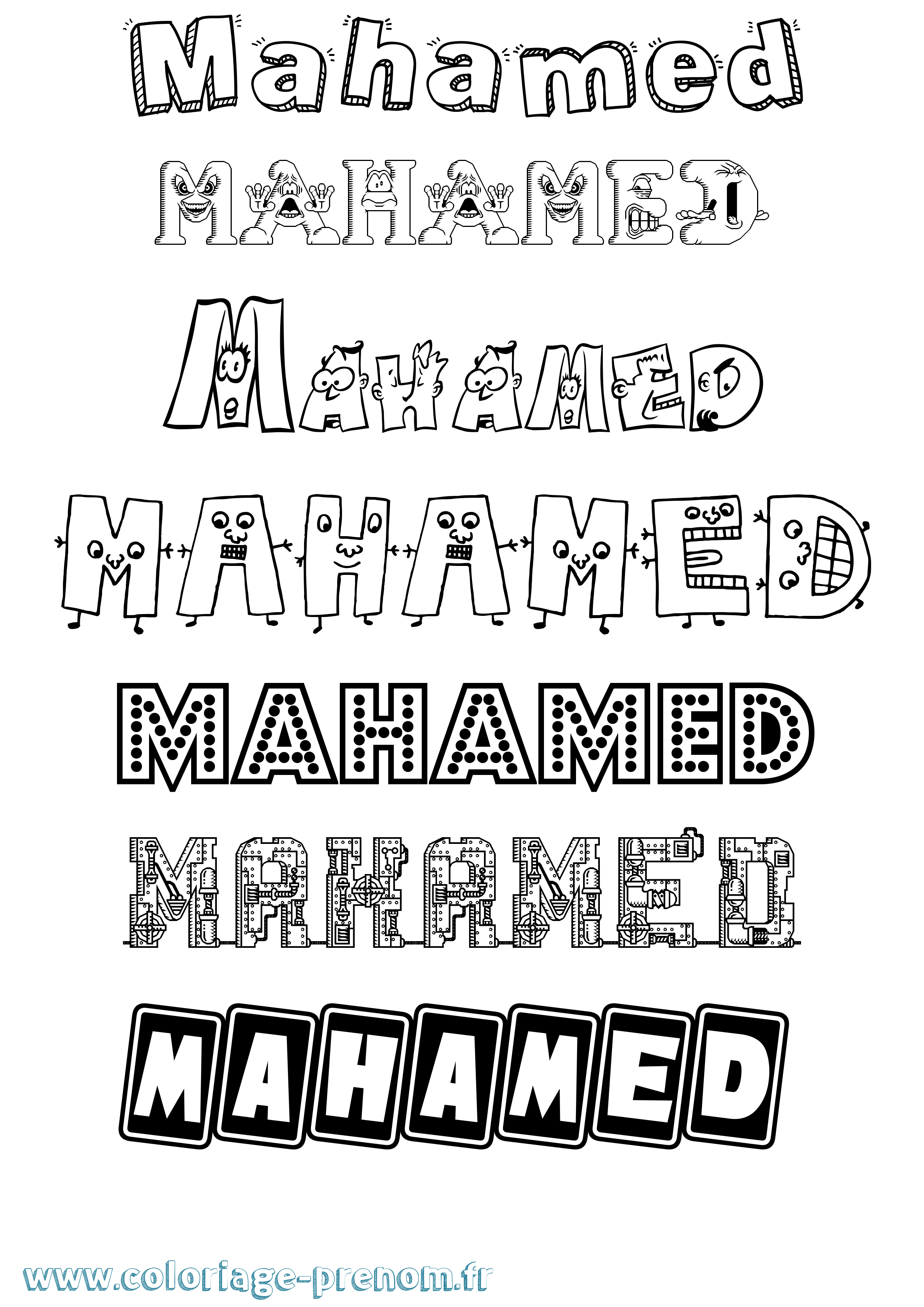 Coloriage prénom Mahamed Fun