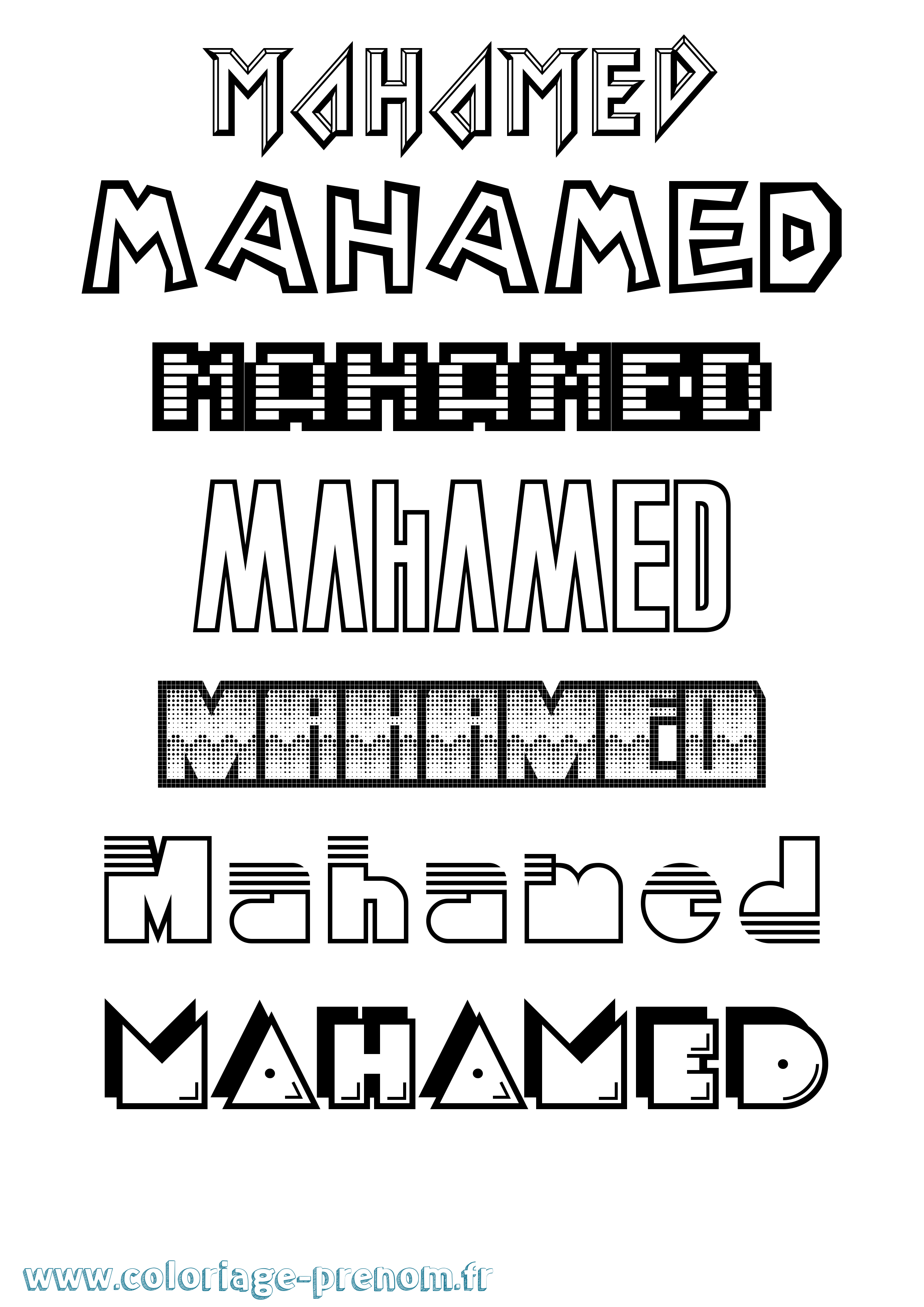Coloriage prénom Mahamed Jeux Vidéos