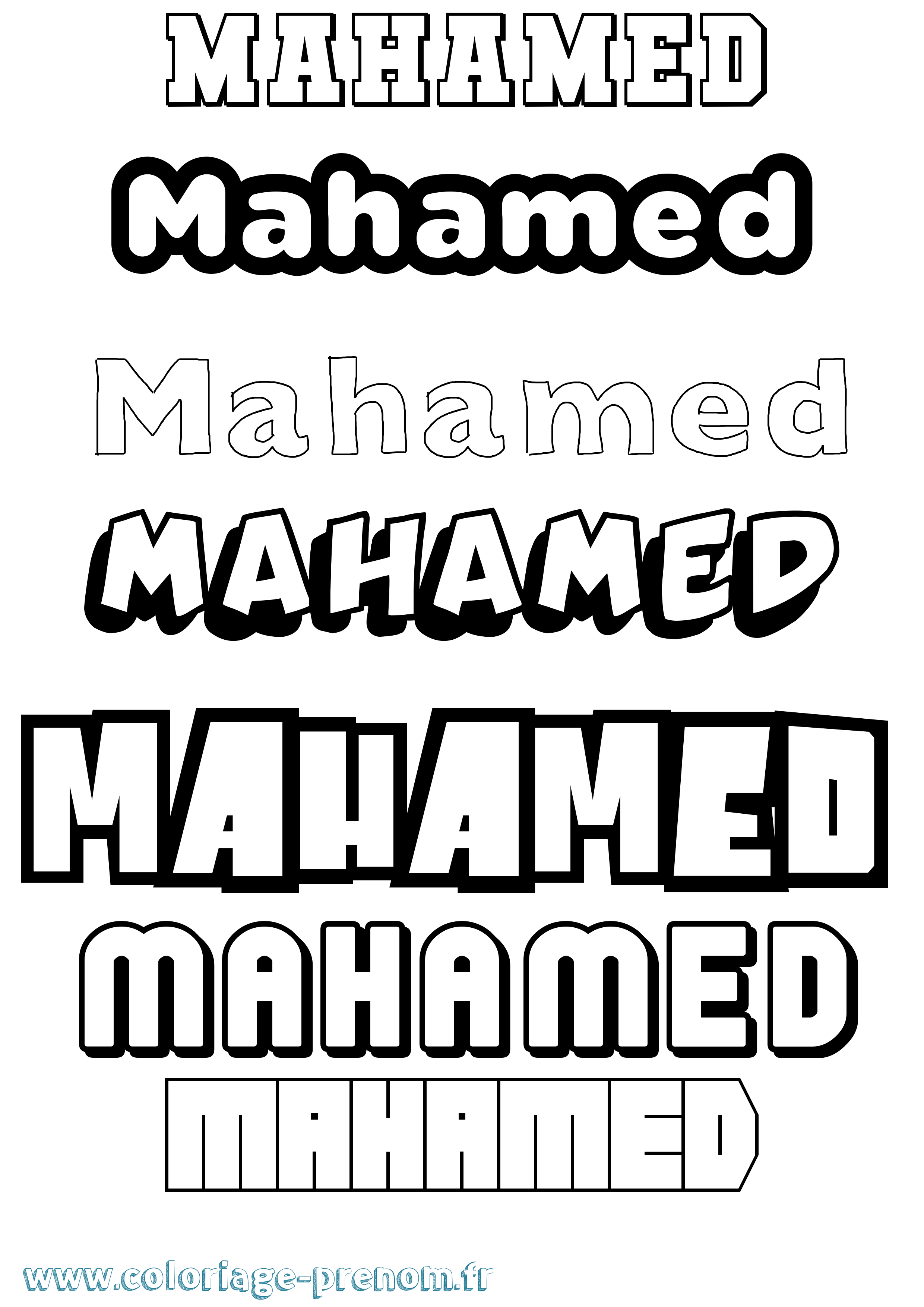 Coloriage prénom Mahamed Simple