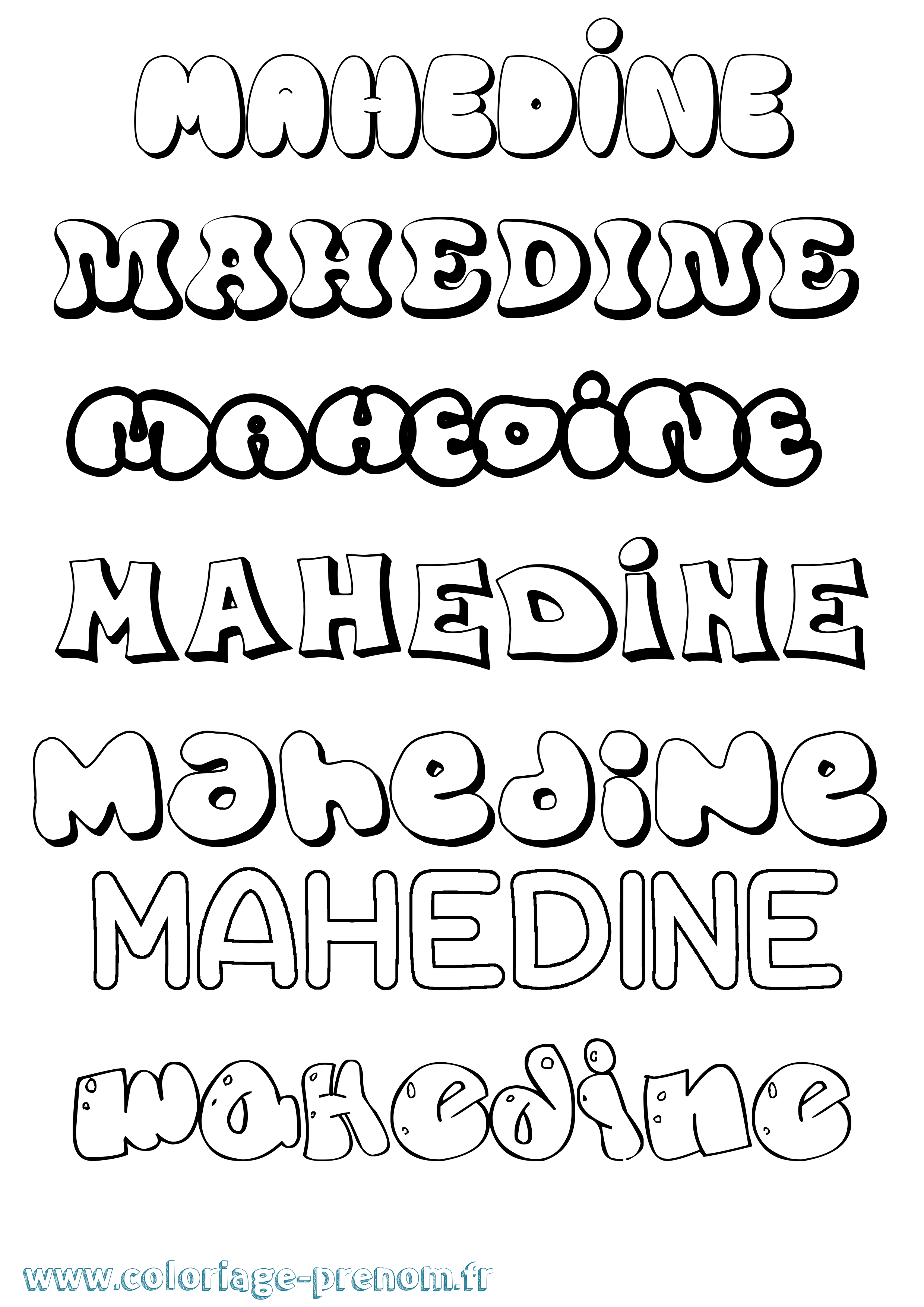 Coloriage prénom Mahedine Bubble