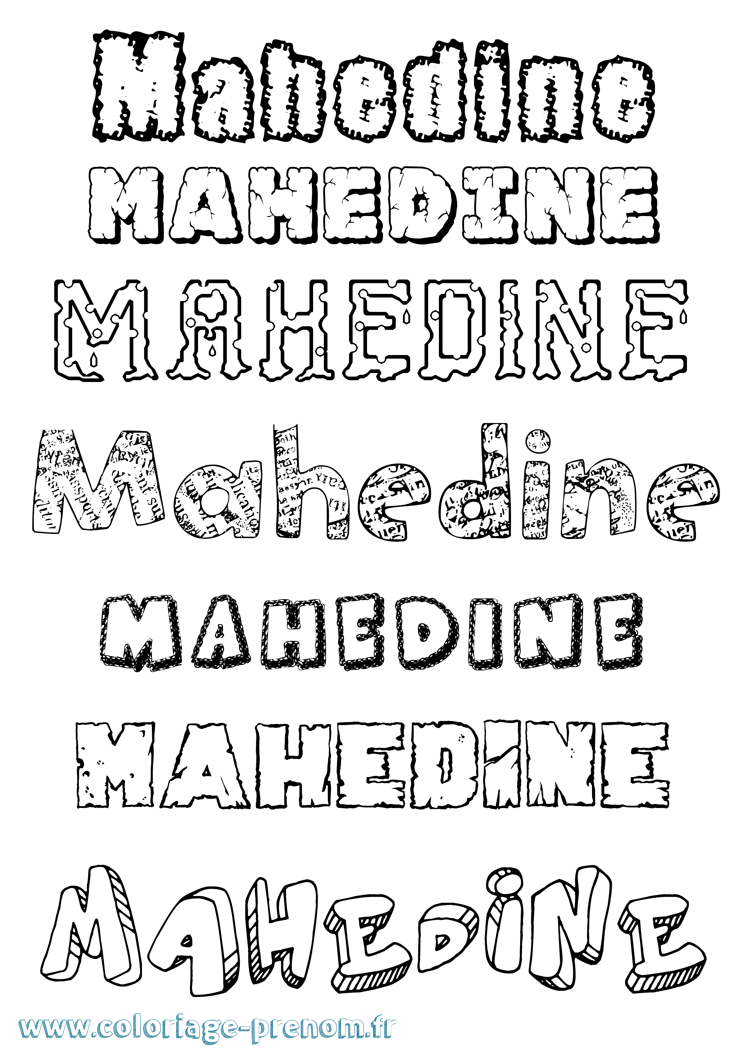 Coloriage prénom Mahedine Destructuré