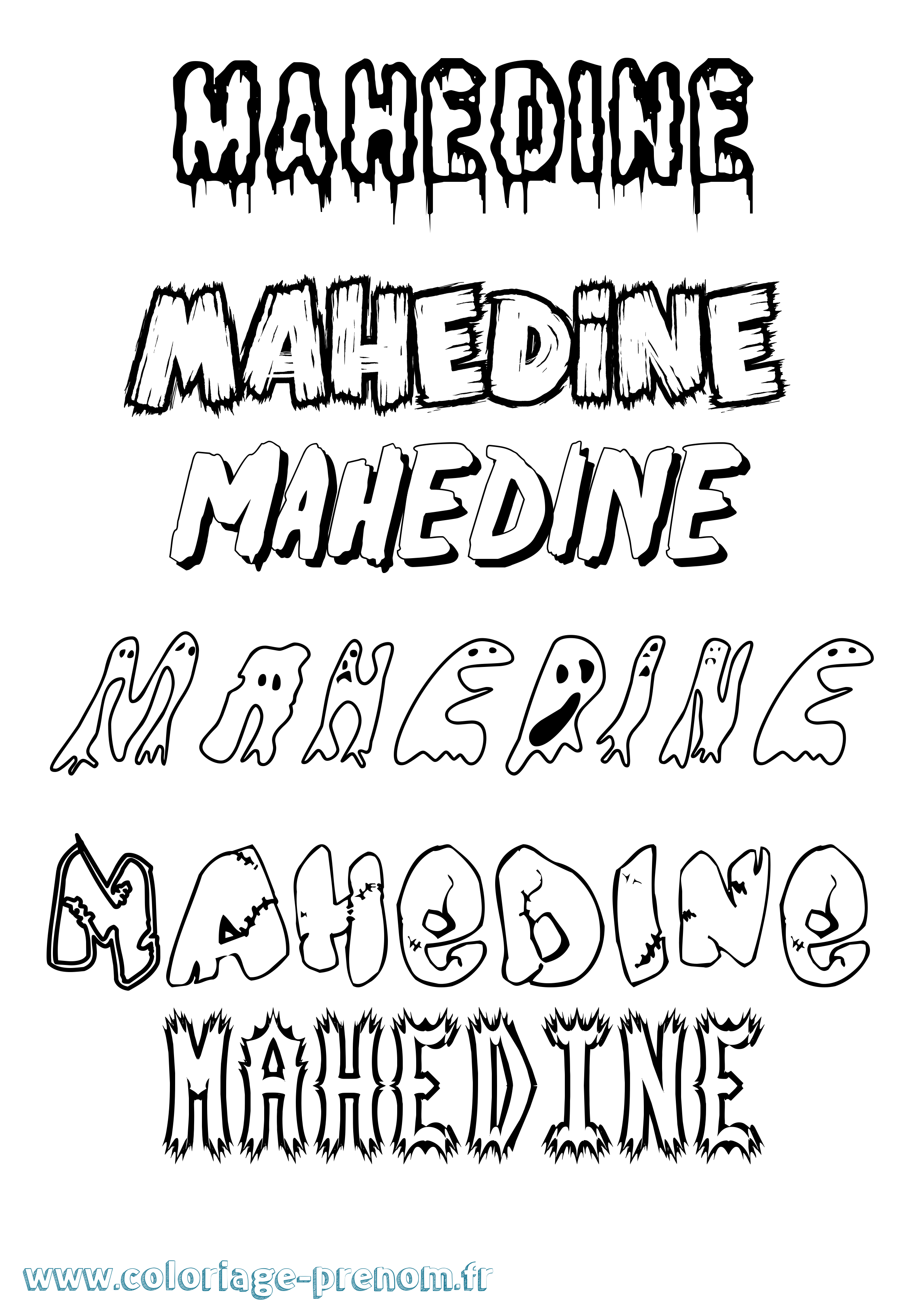 Coloriage prénom Mahedine Frisson