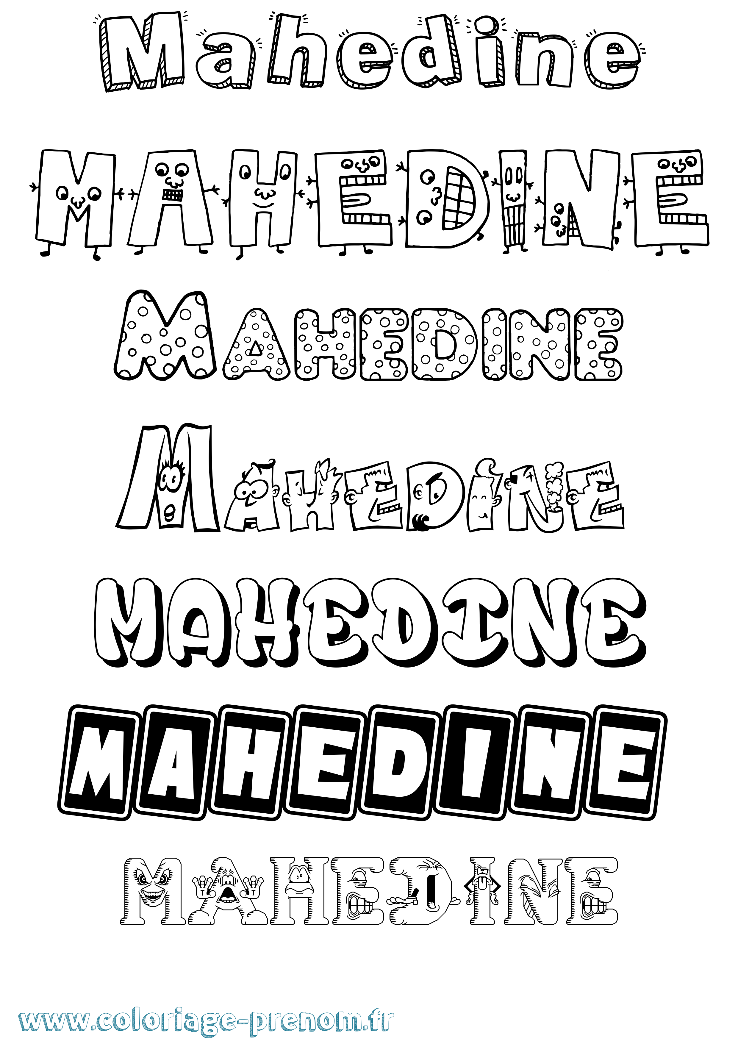 Coloriage prénom Mahedine Fun
