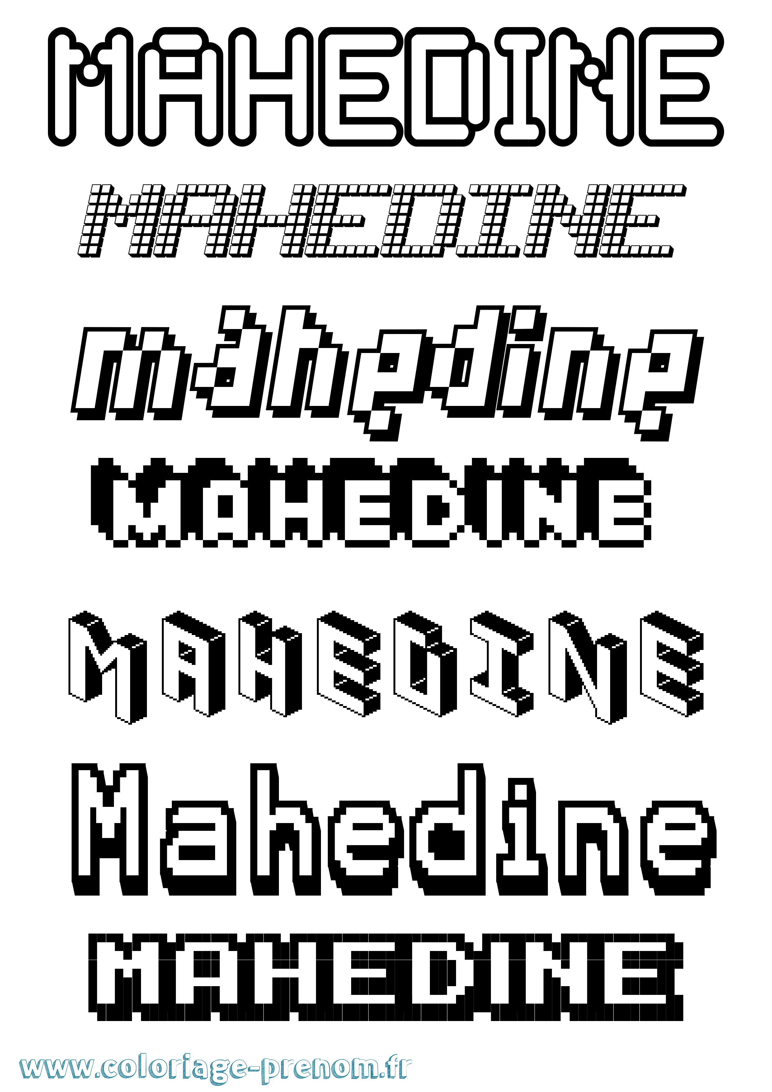 Coloriage prénom Mahedine Pixel