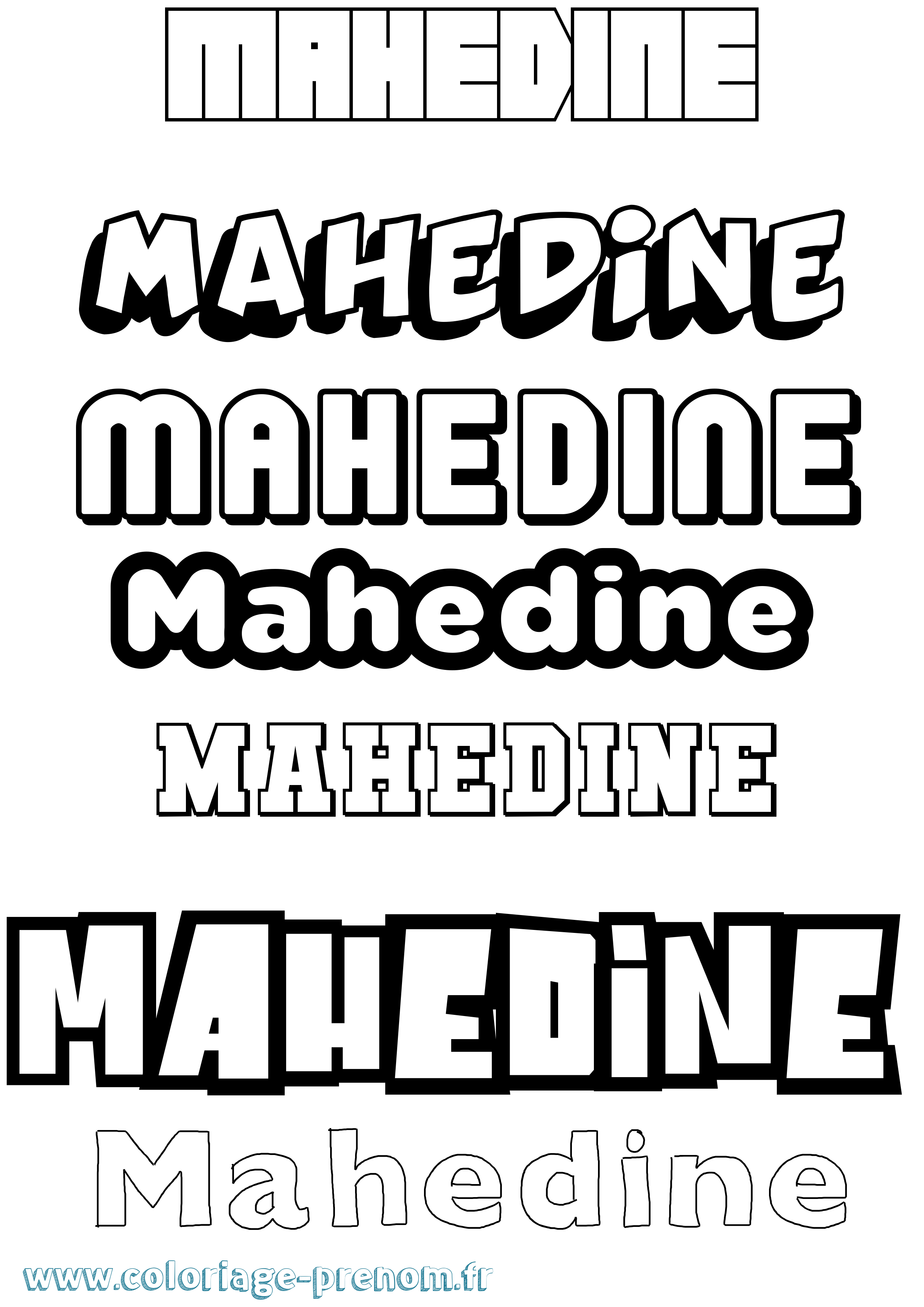 Coloriage prénom Mahedine Simple