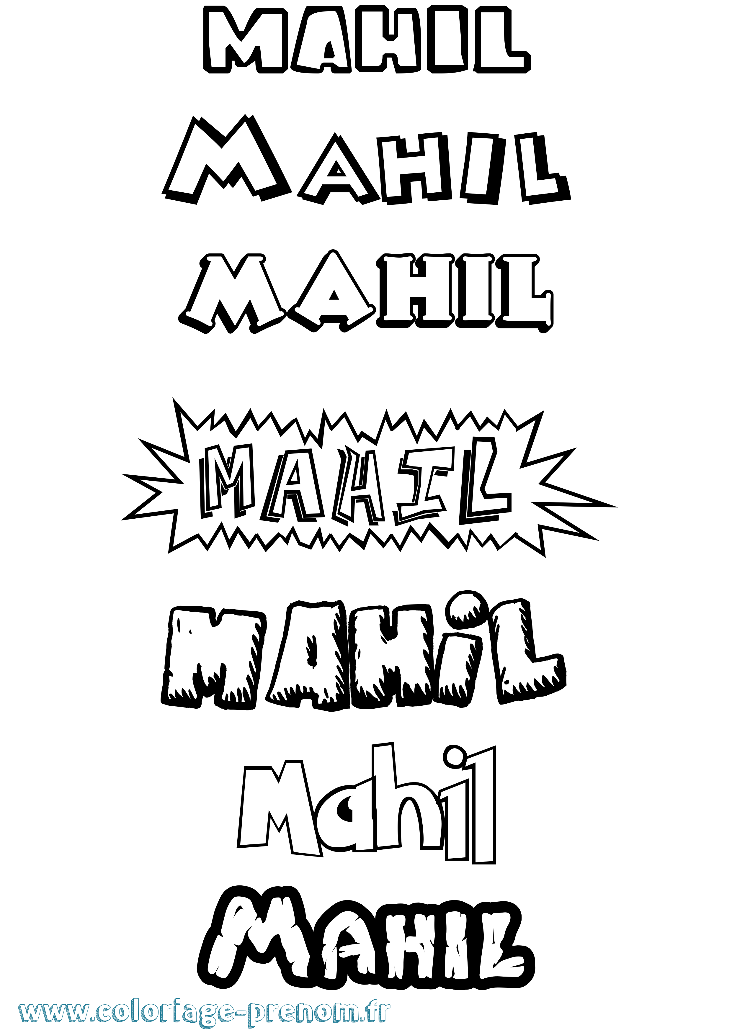 Coloriage prénom Mahil Dessin Animé