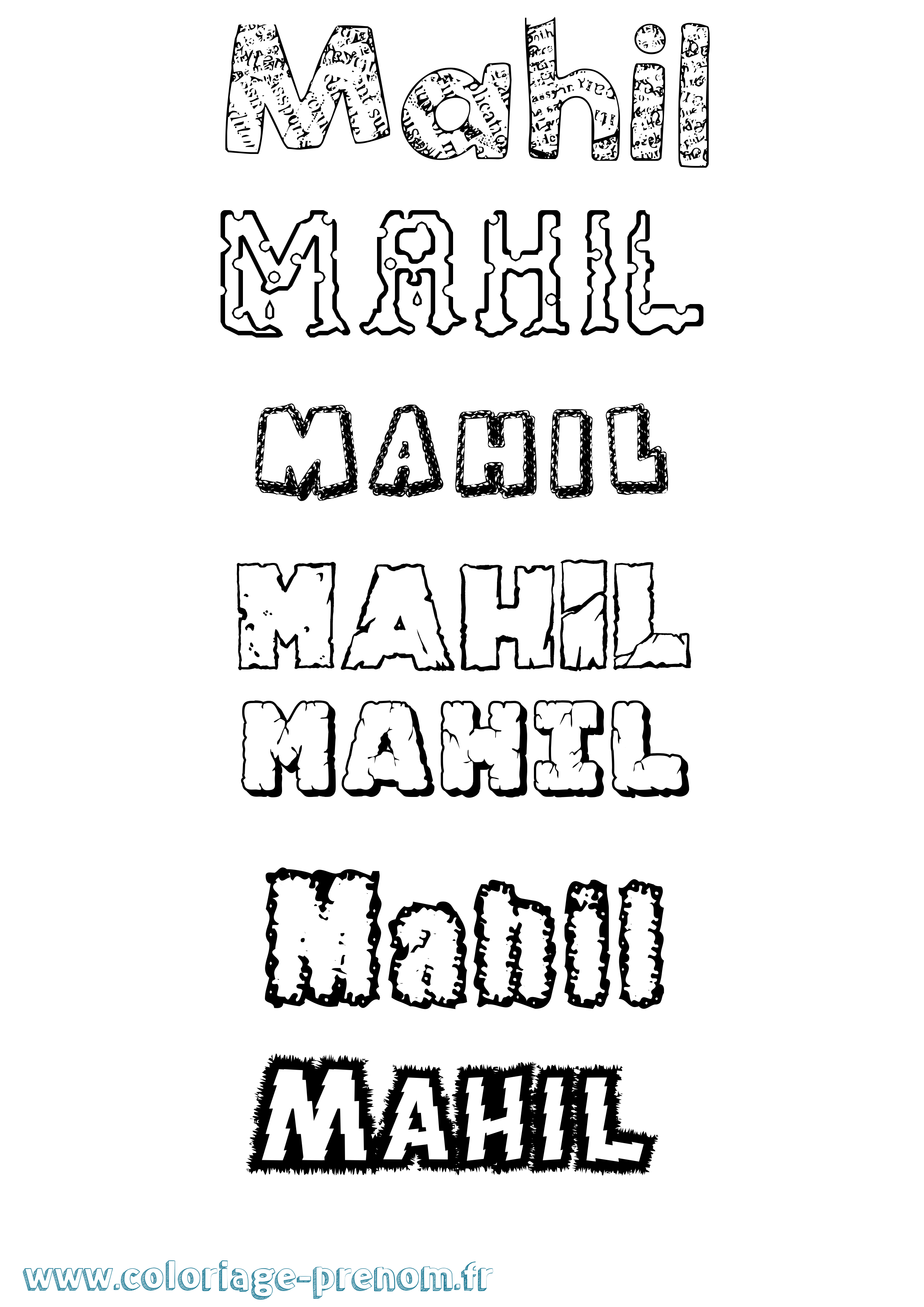 Coloriage prénom Mahil Destructuré