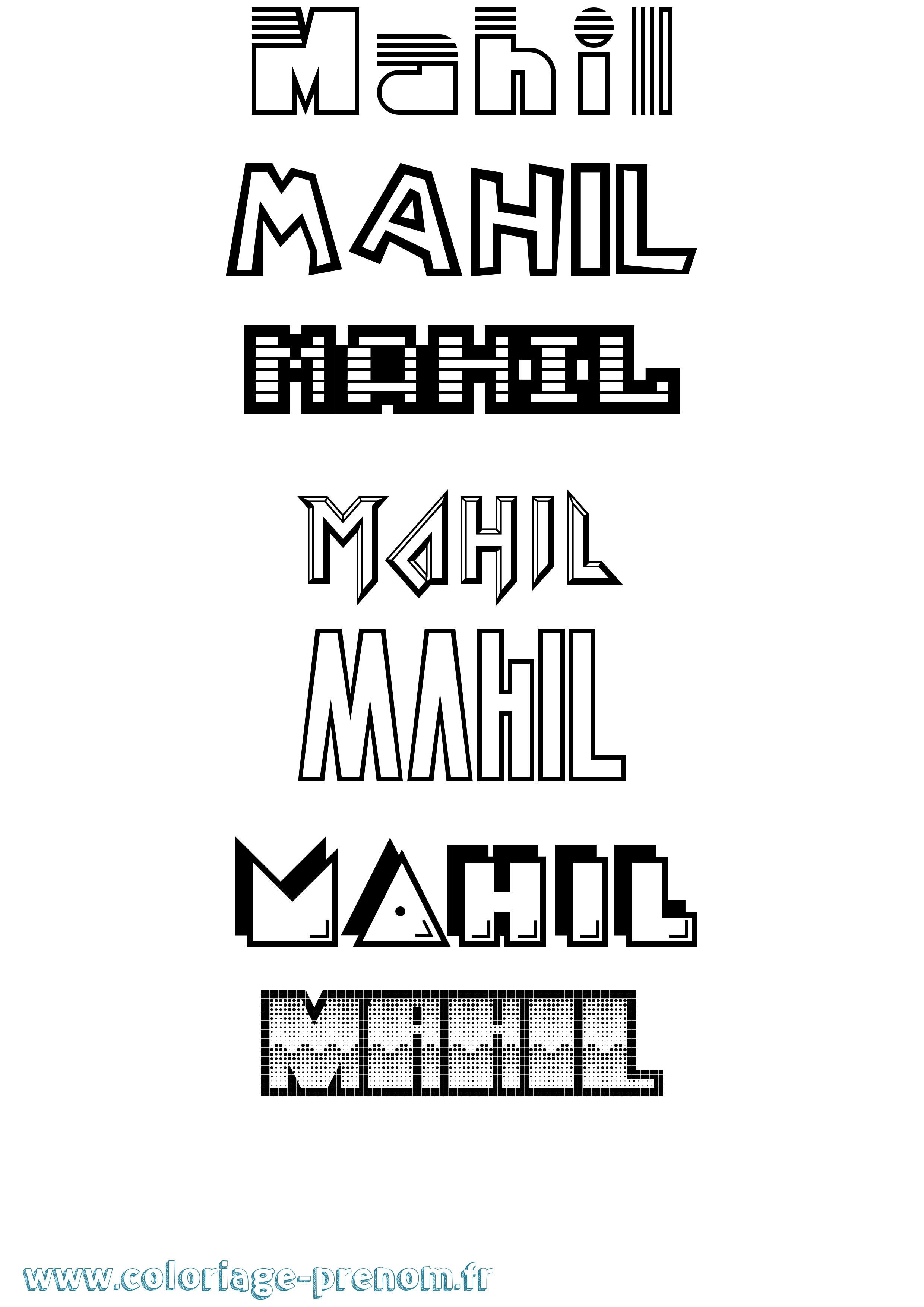 Coloriage prénom Mahil Jeux Vidéos