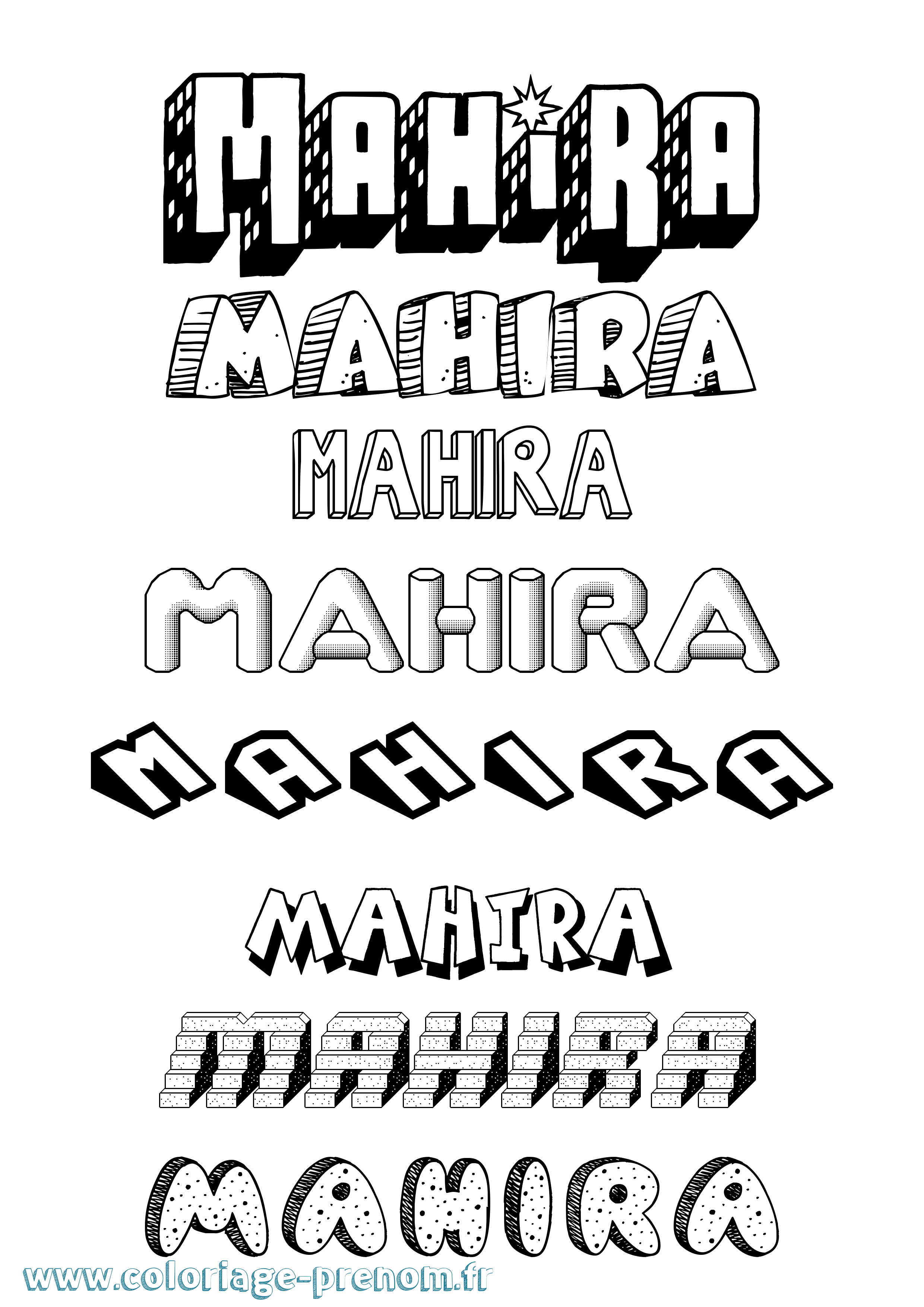 Coloriage Mahira Effet 3D Coloriage prénom Mahira Effet 3D