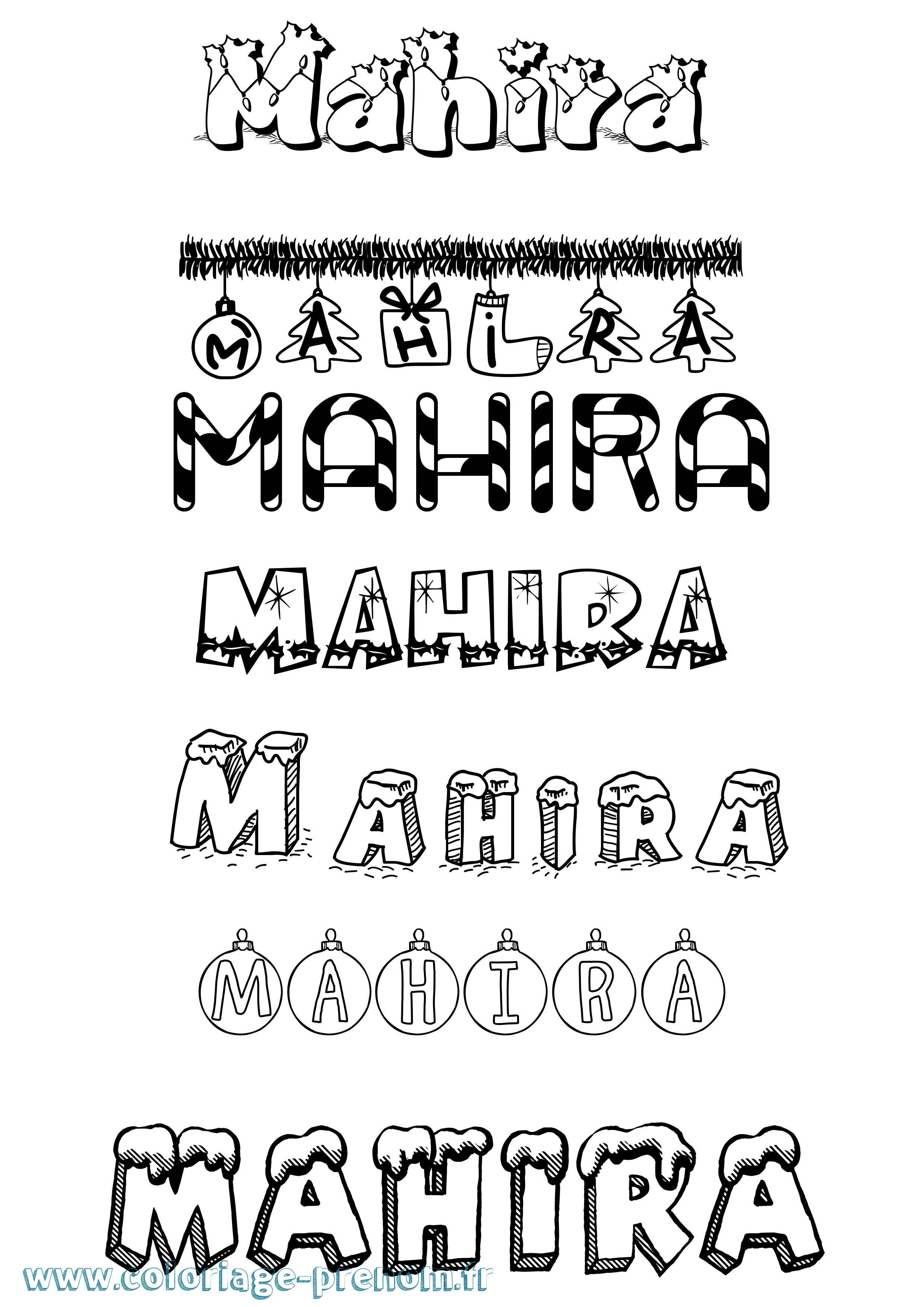 Coloriage Mahira Noël Coloriage prénom Mahira Noël