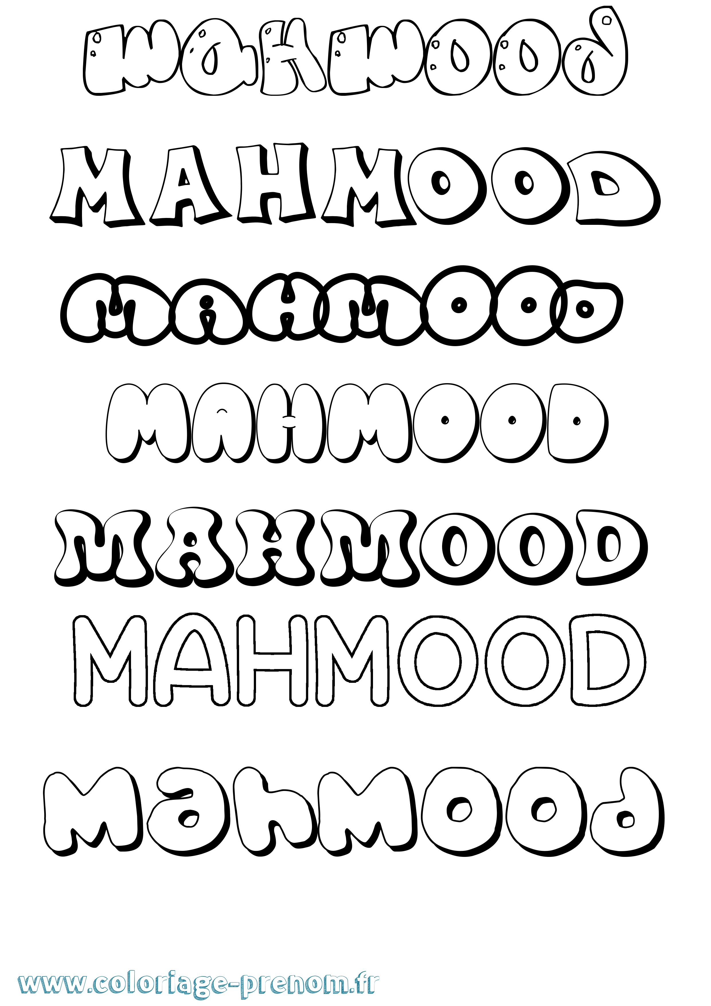 Coloriage prénom Mahmood Bubble