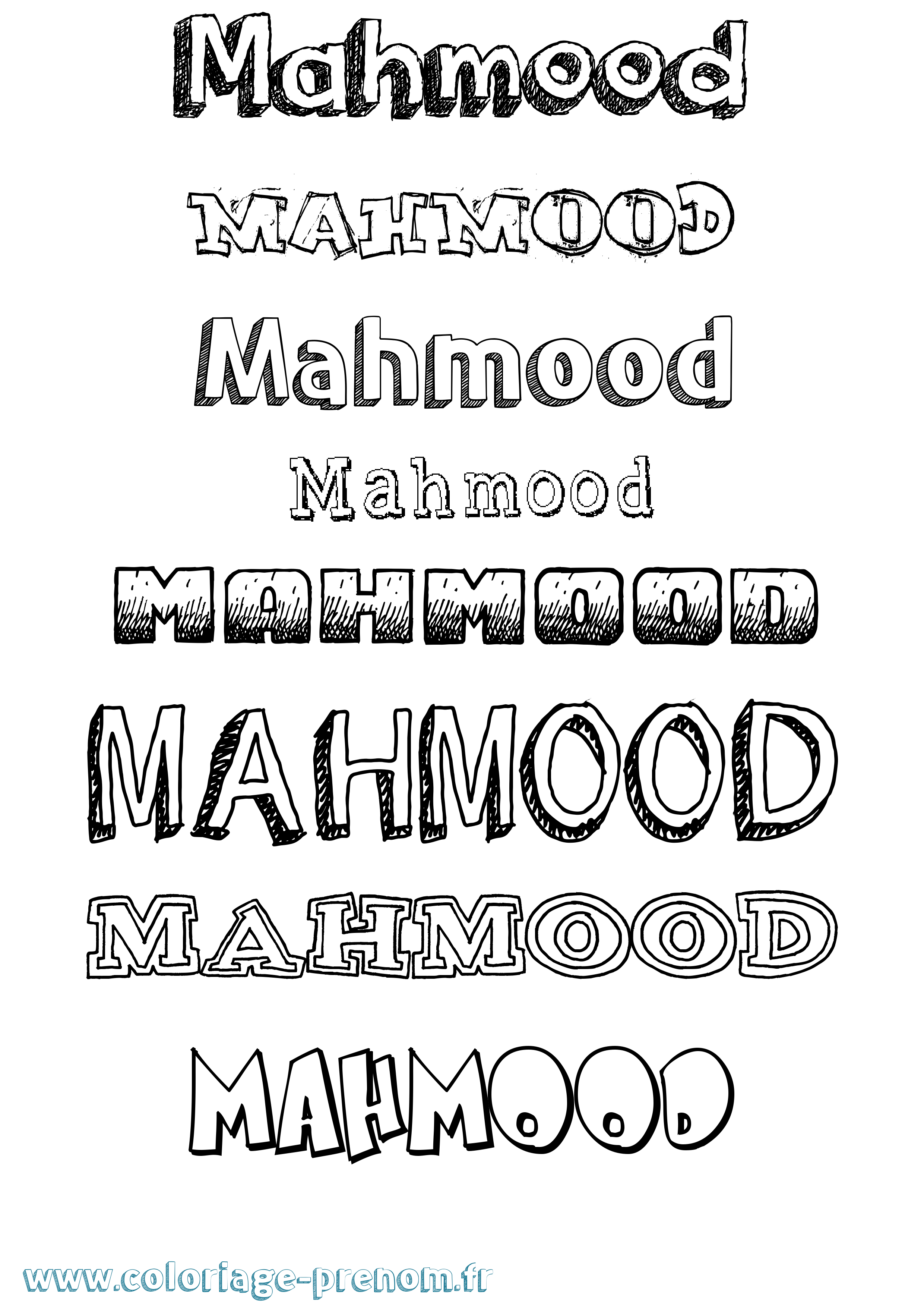 Coloriage prénom Mahmood Dessiné