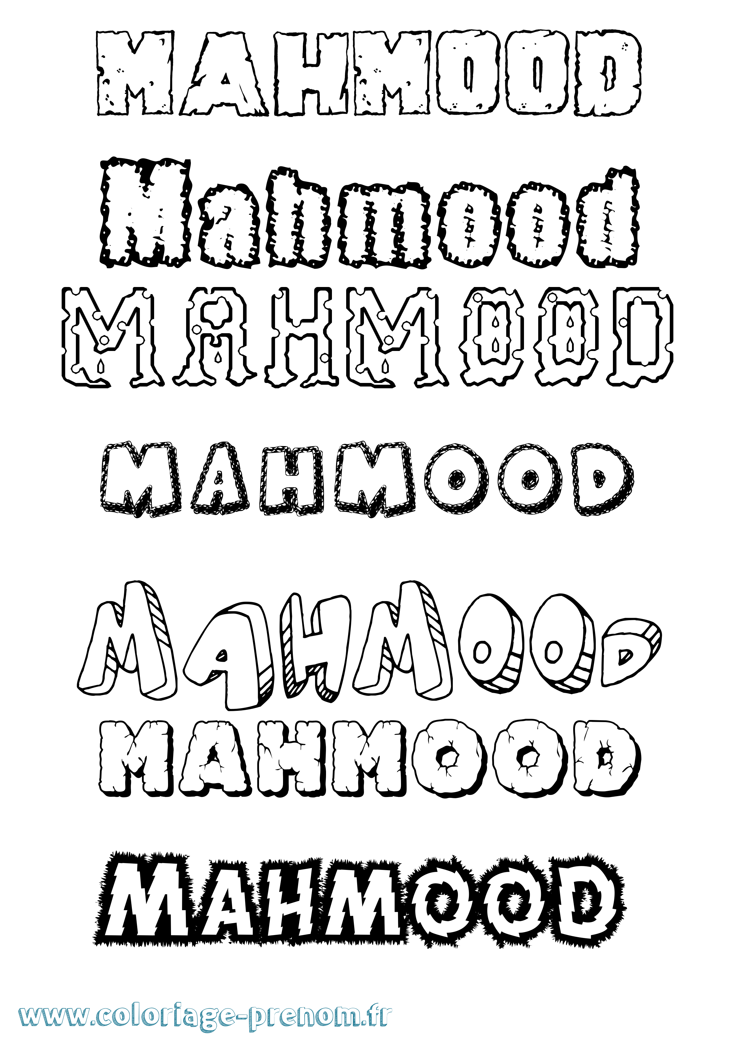Coloriage prénom Mahmood Destructuré