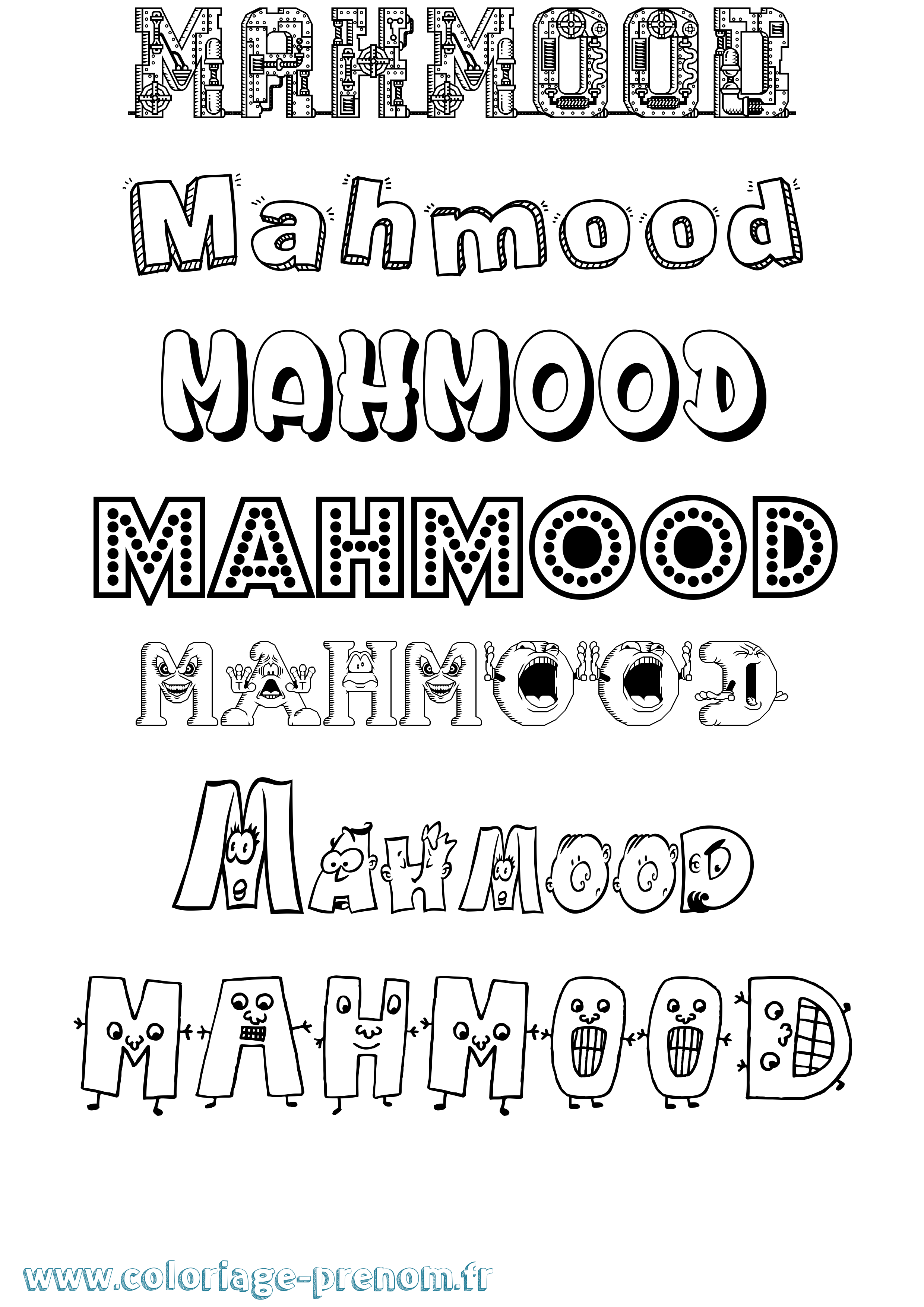 Coloriage prénom Mahmood Fun
