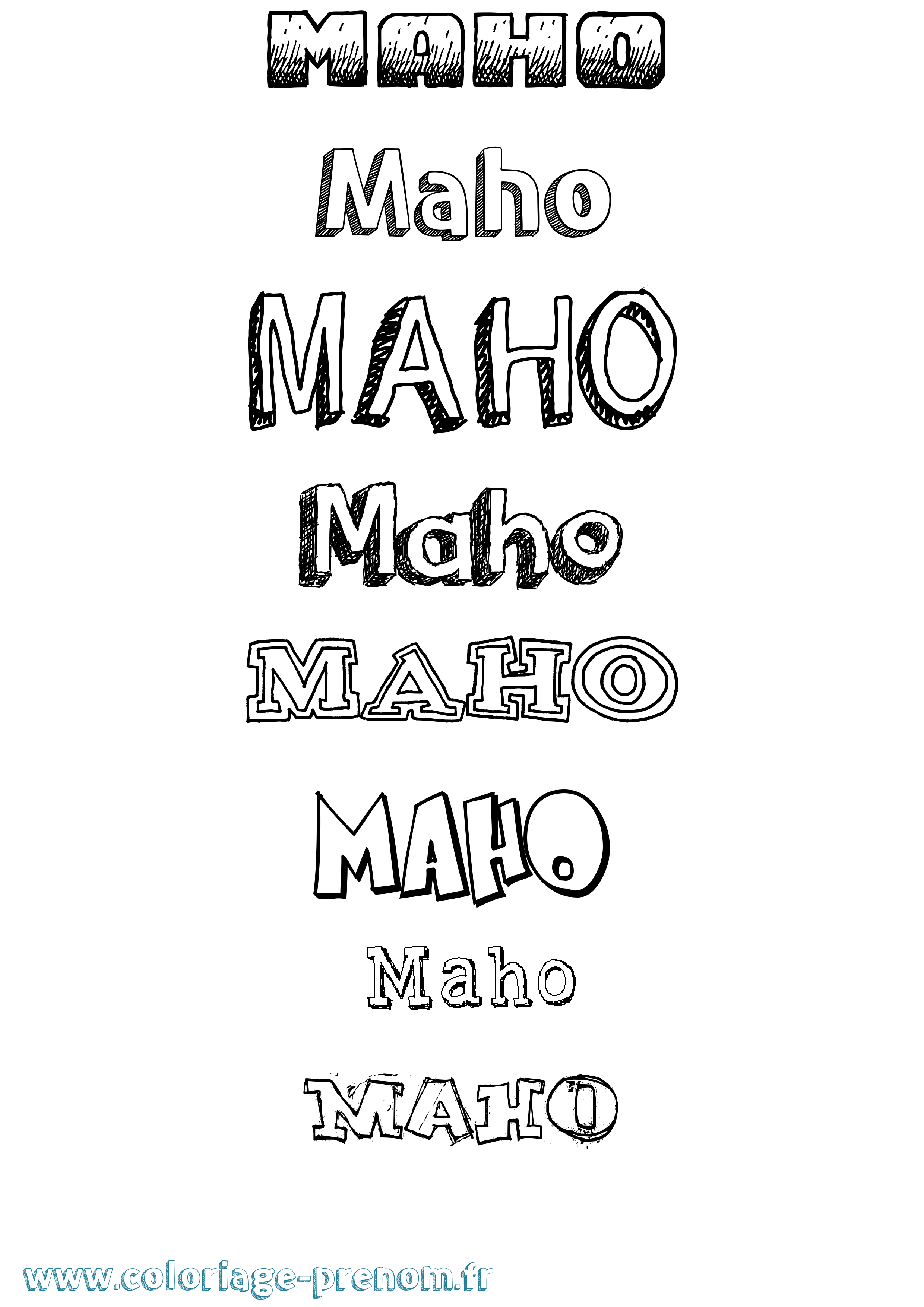 Coloriage prénom Maho Dessiné