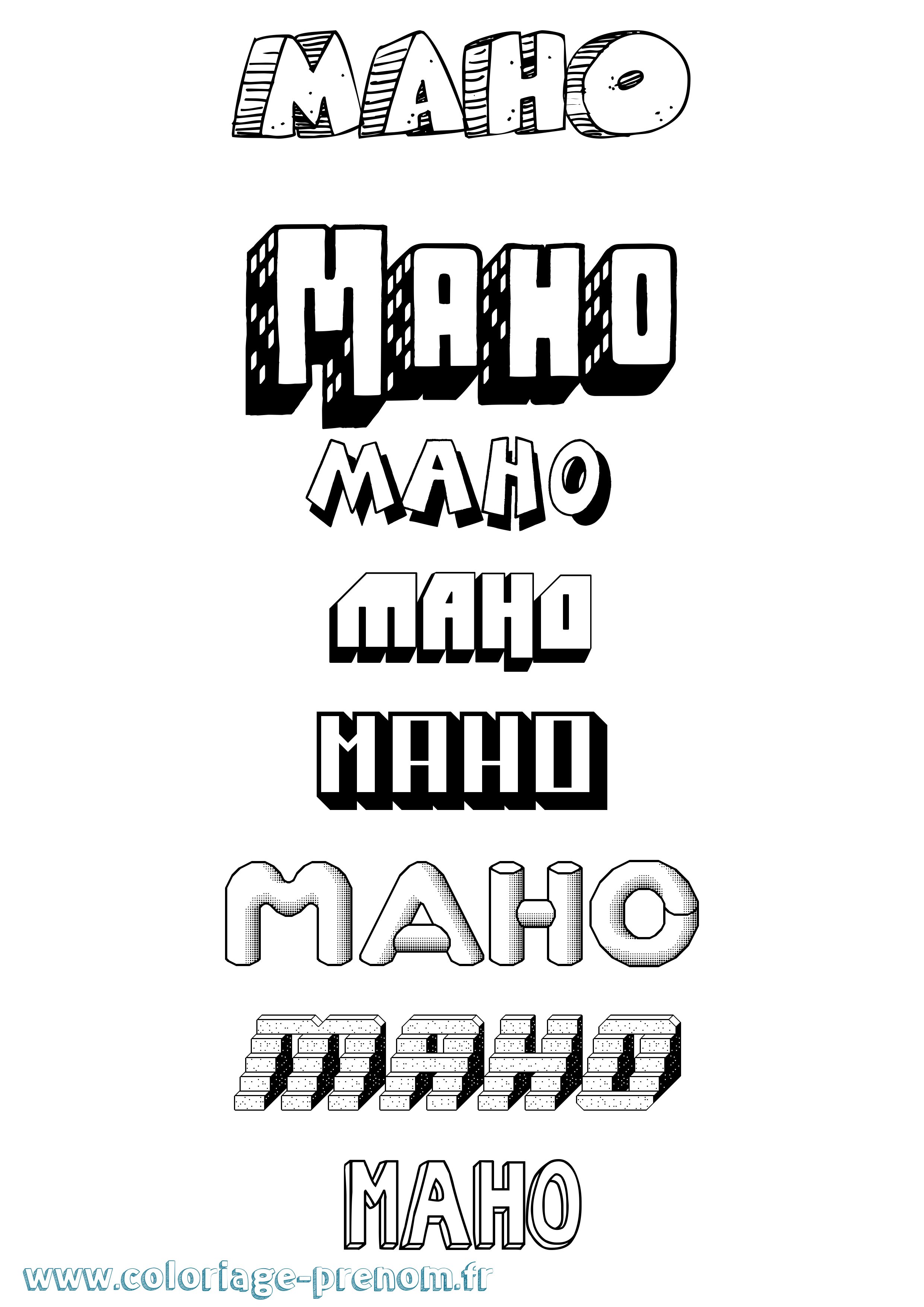 Coloriage prénom Maho Effet 3D
