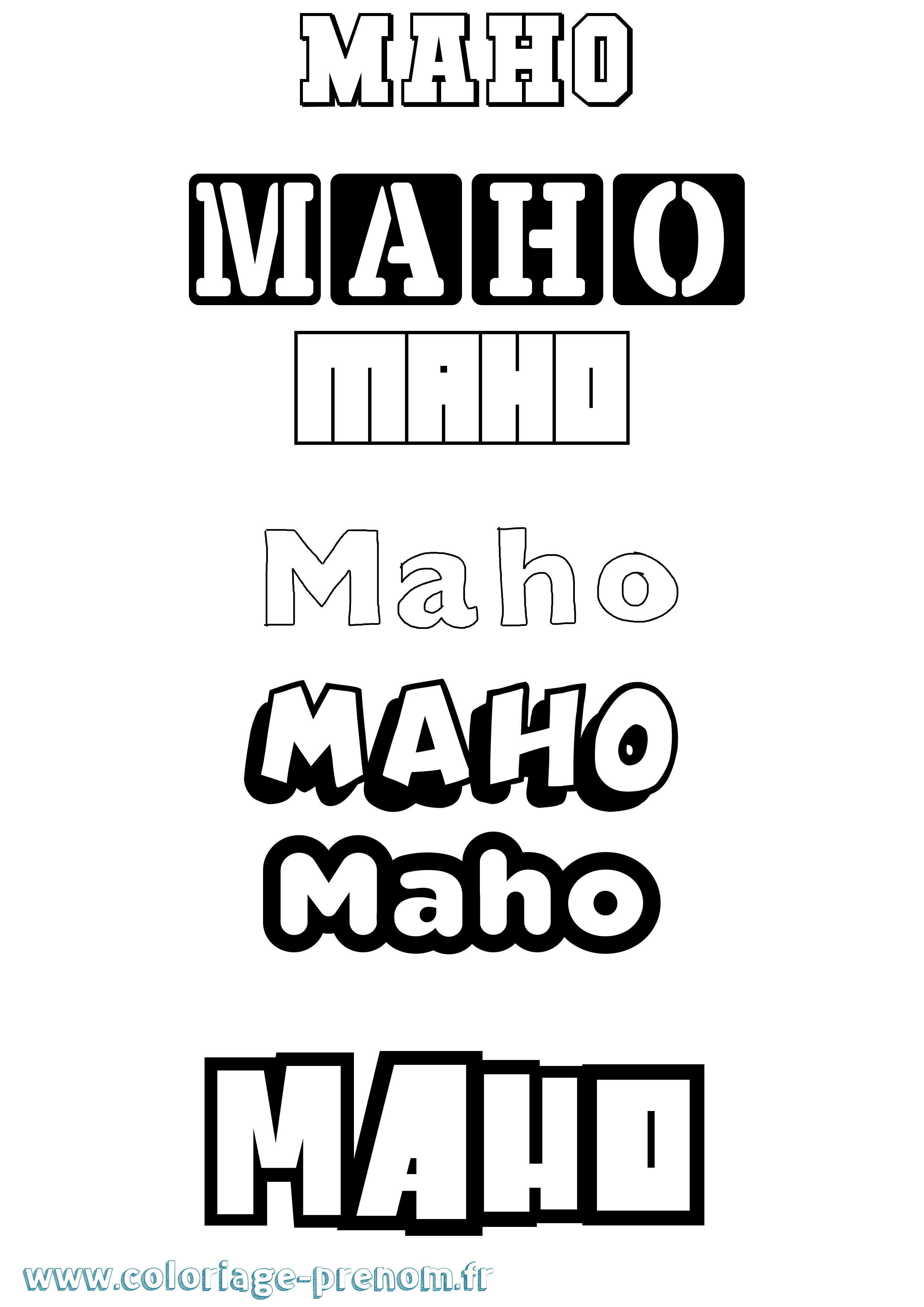 Coloriage prénom Maho Simple