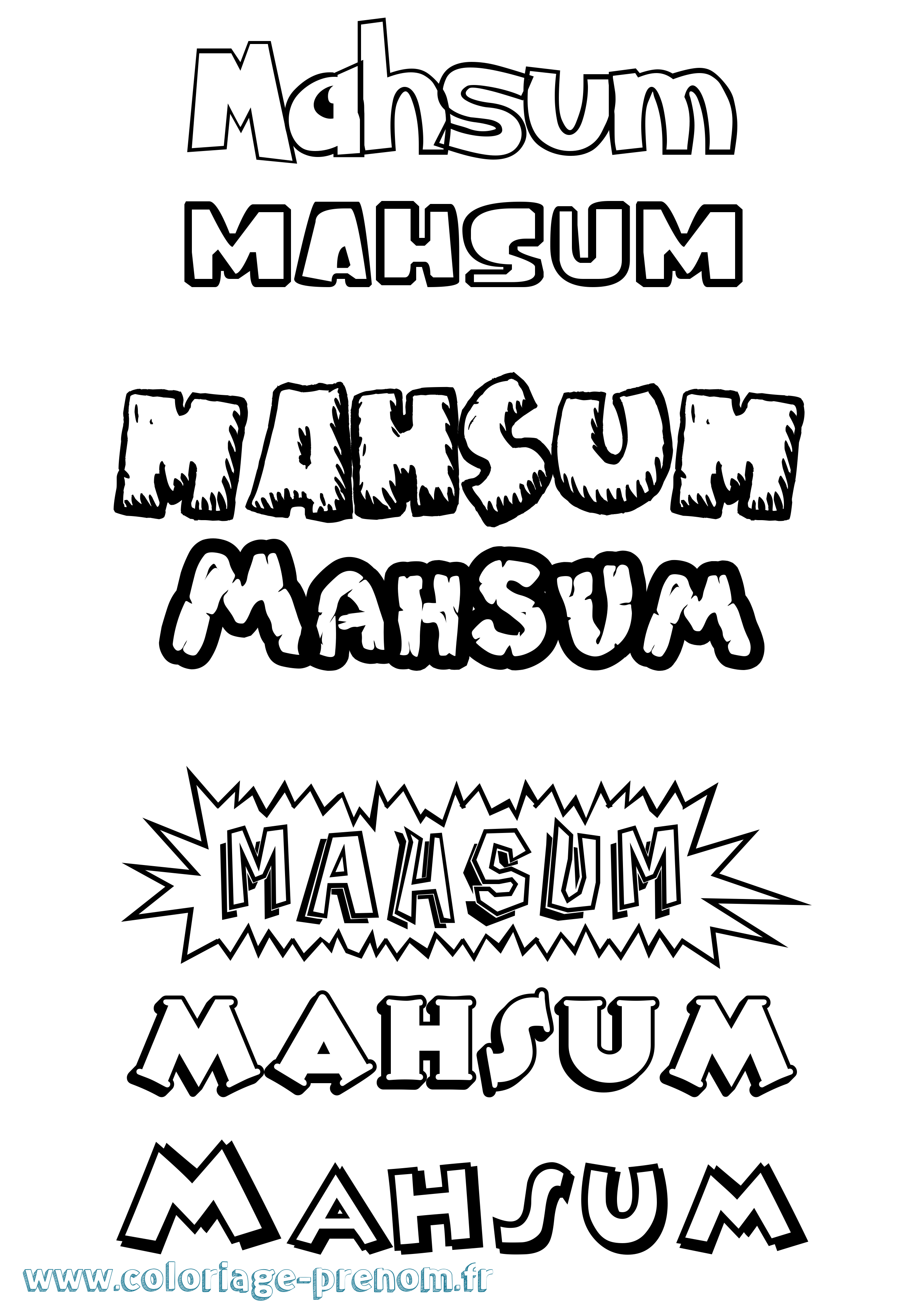 Coloriage prénom Mahsum Dessin Animé