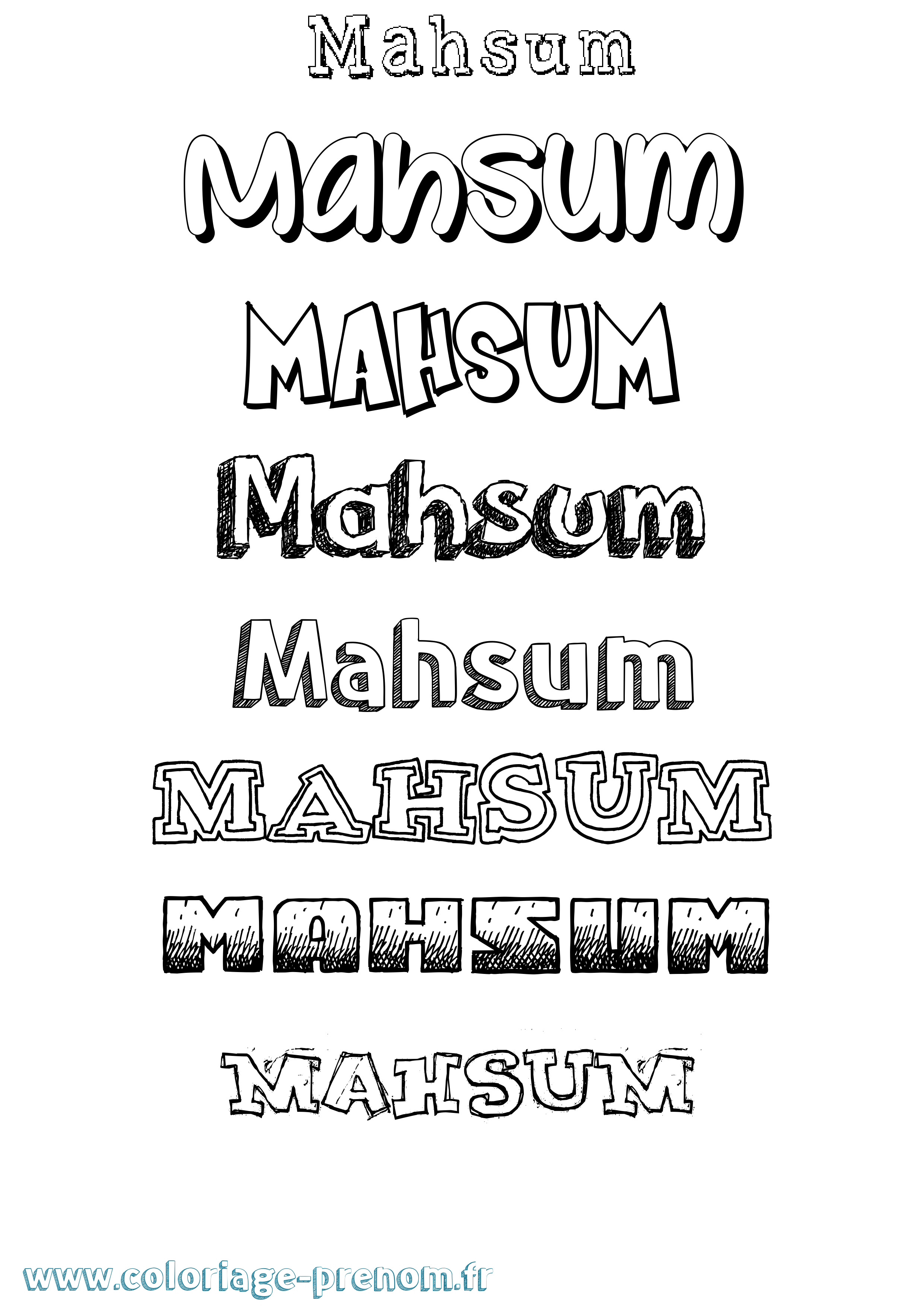 Coloriage prénom Mahsum Dessiné