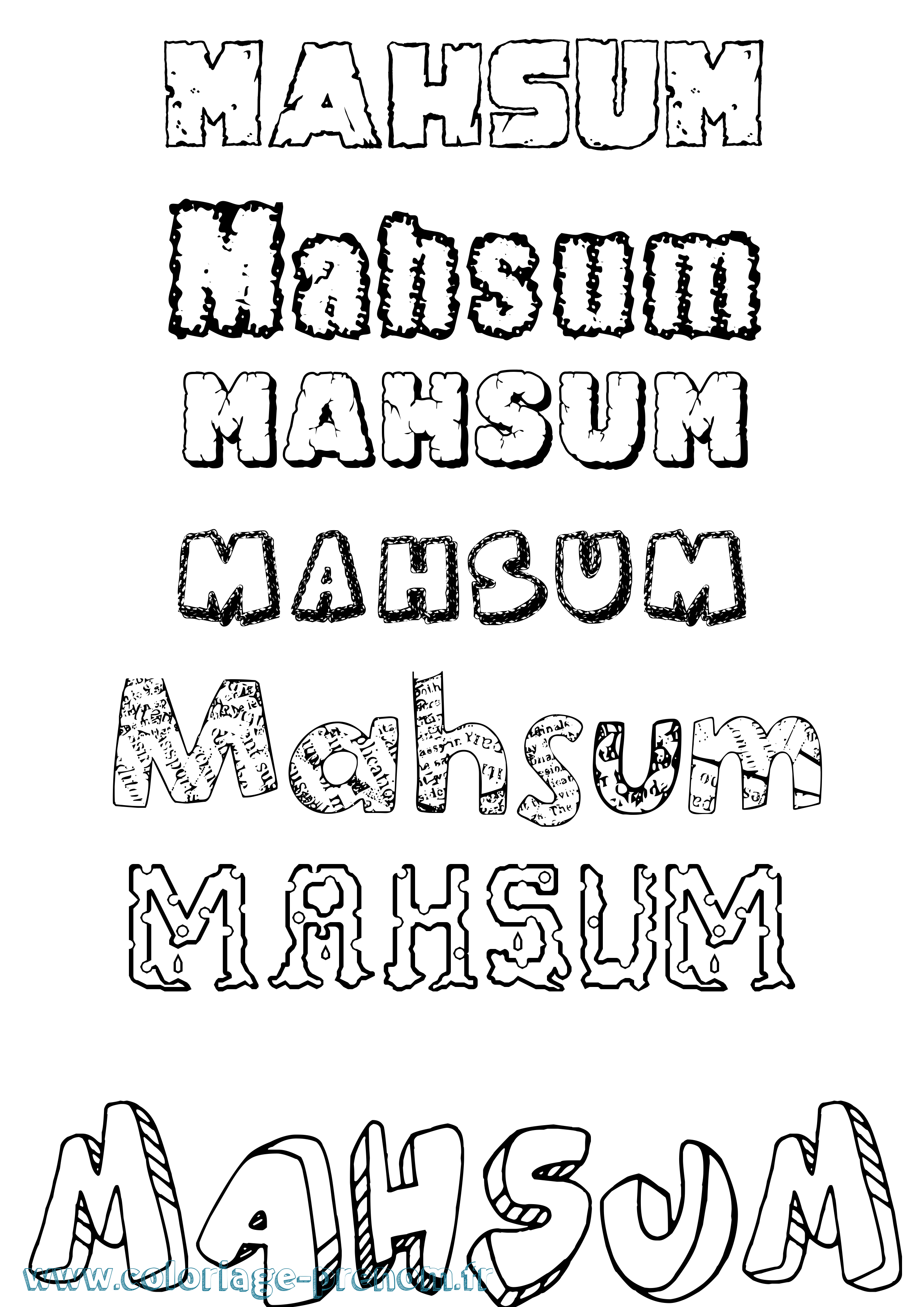 Coloriage prénom Mahsum Destructuré