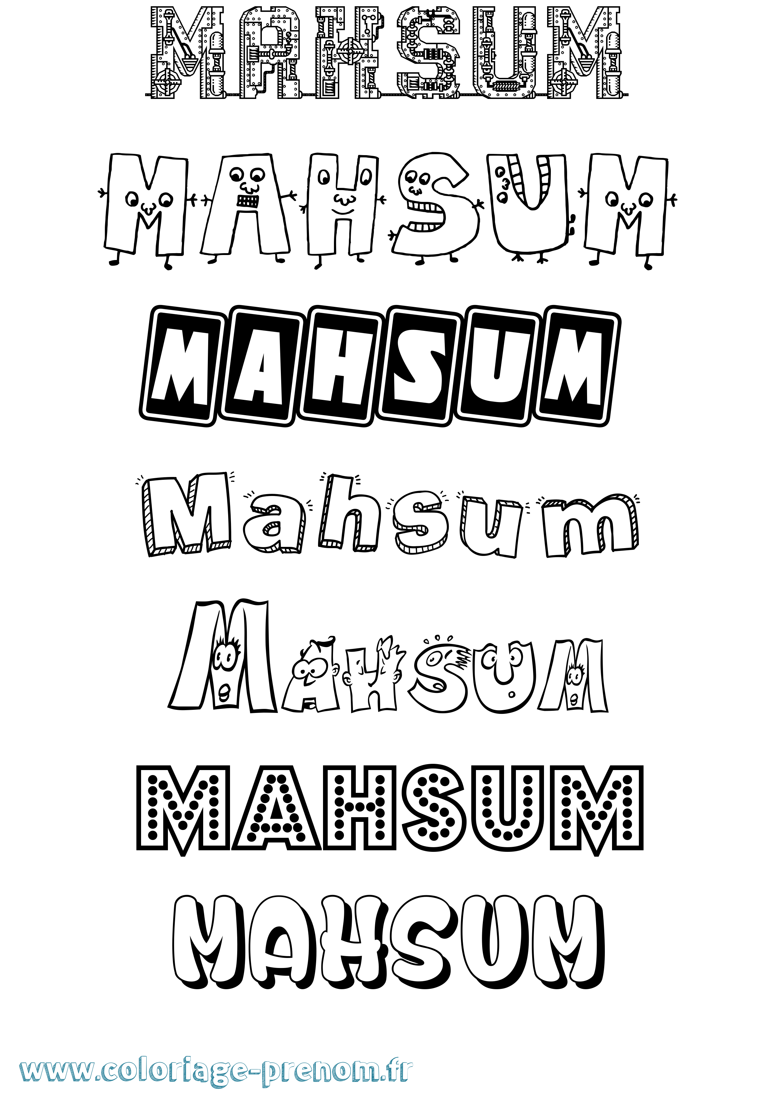 Coloriage prénom Mahsum Fun