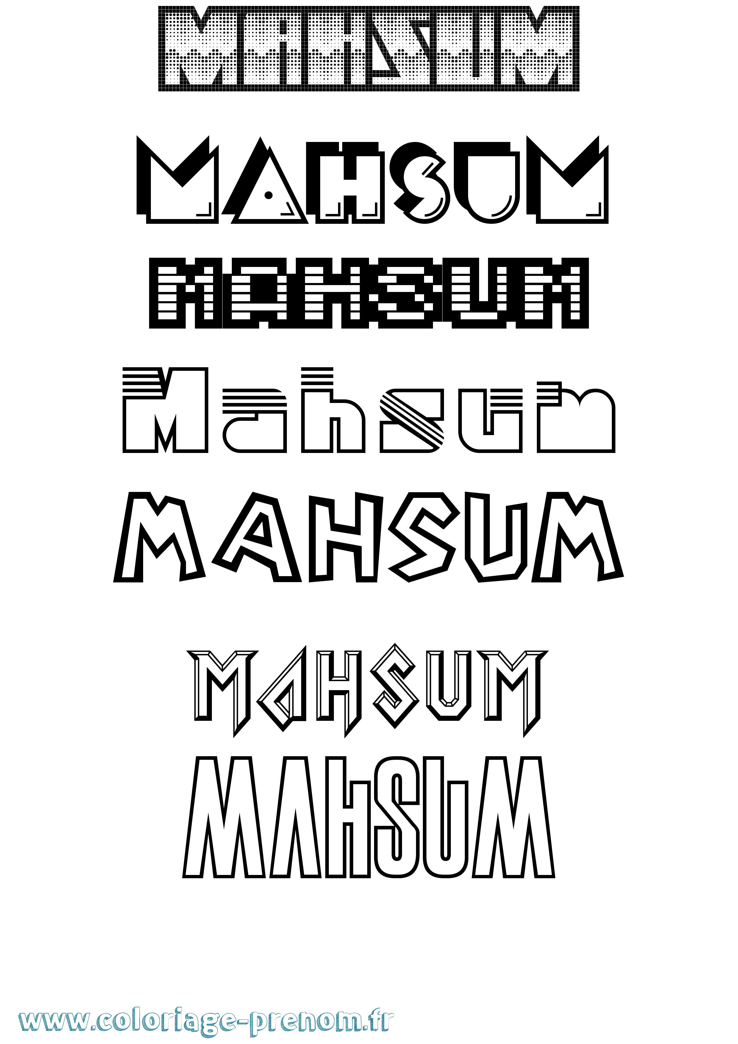 Coloriage prénom Mahsum Jeux Vidéos