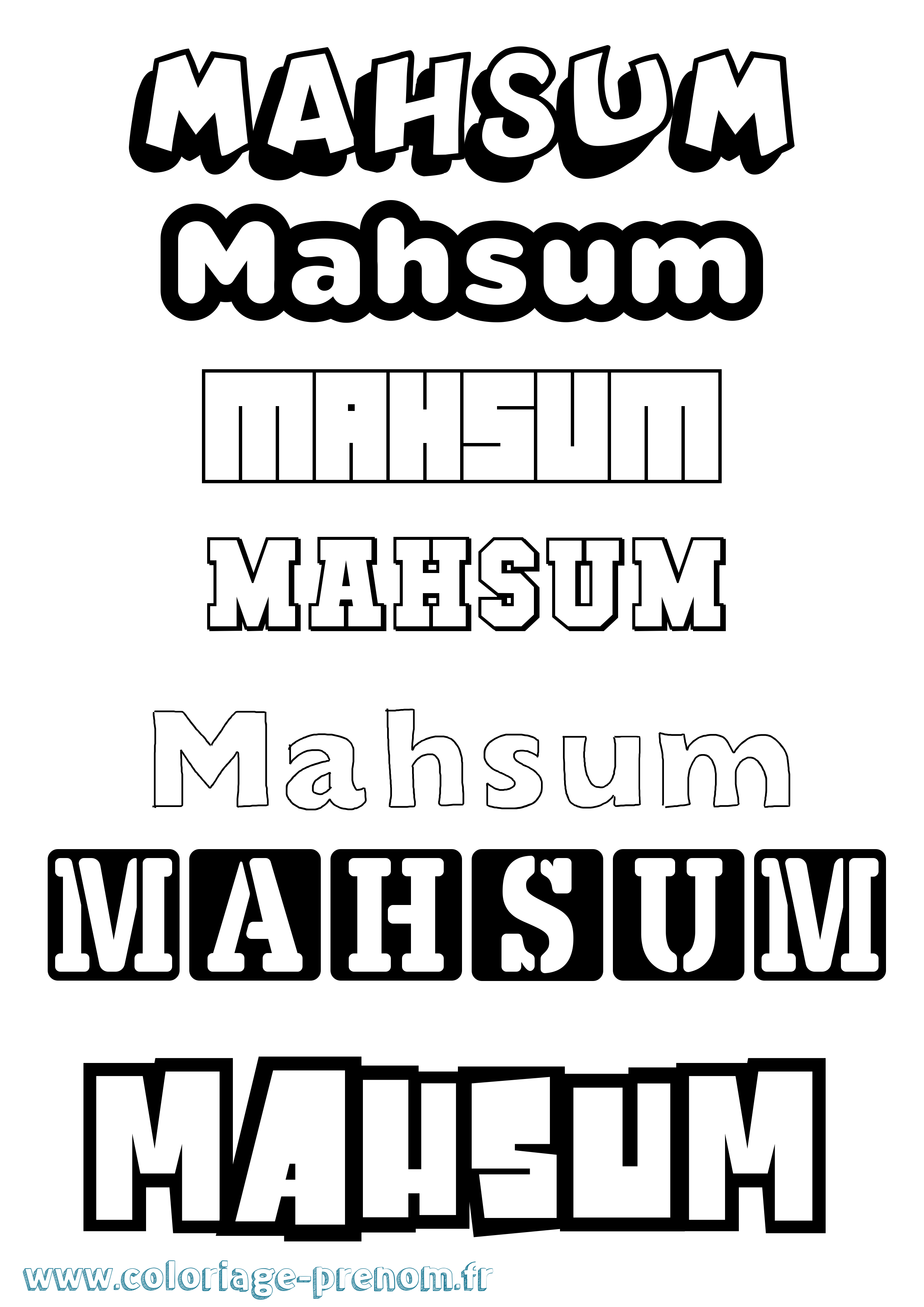 Coloriage prénom Mahsum Simple