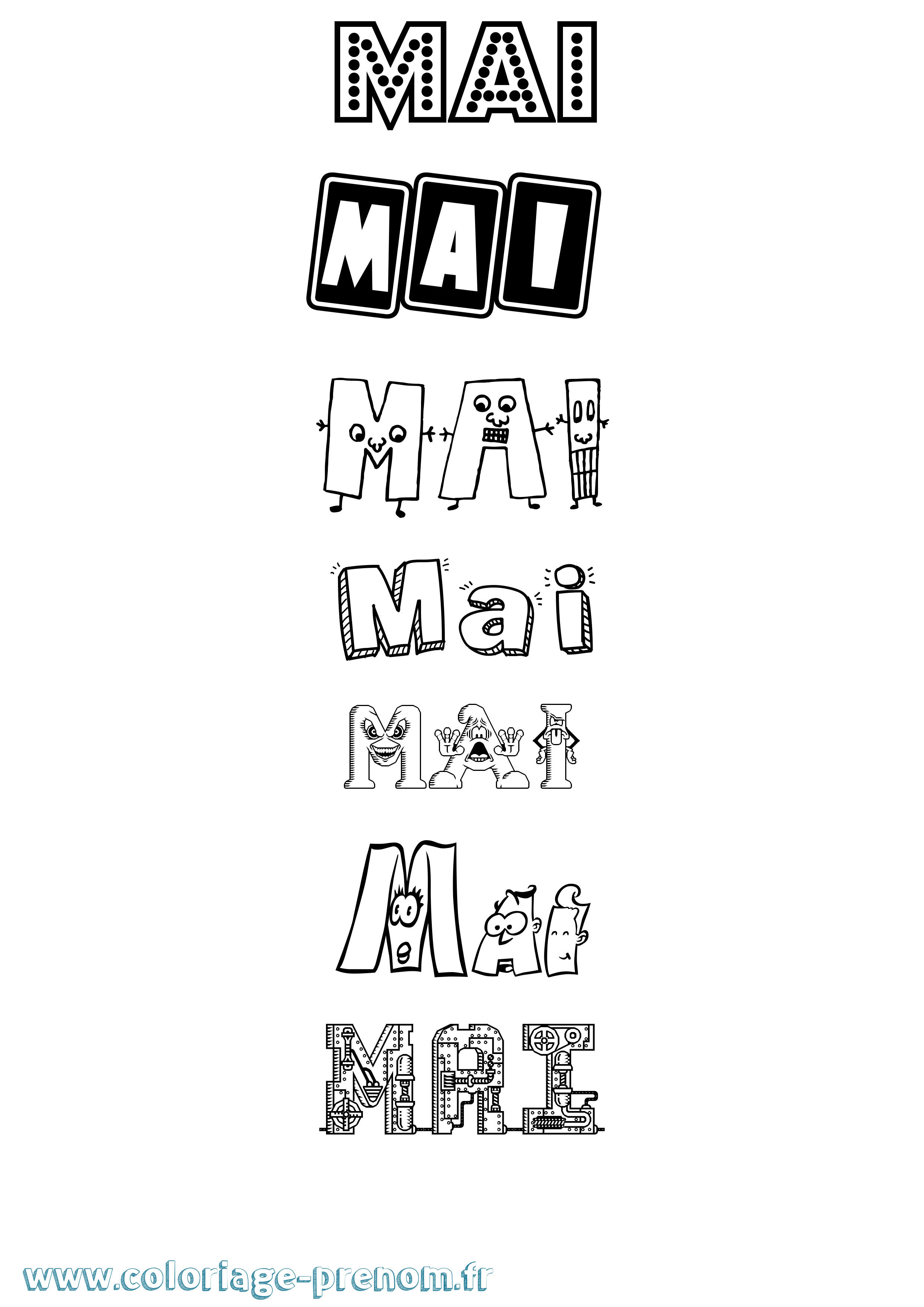 Coloriage Mai Fun Coloriage prénom Mai Fun