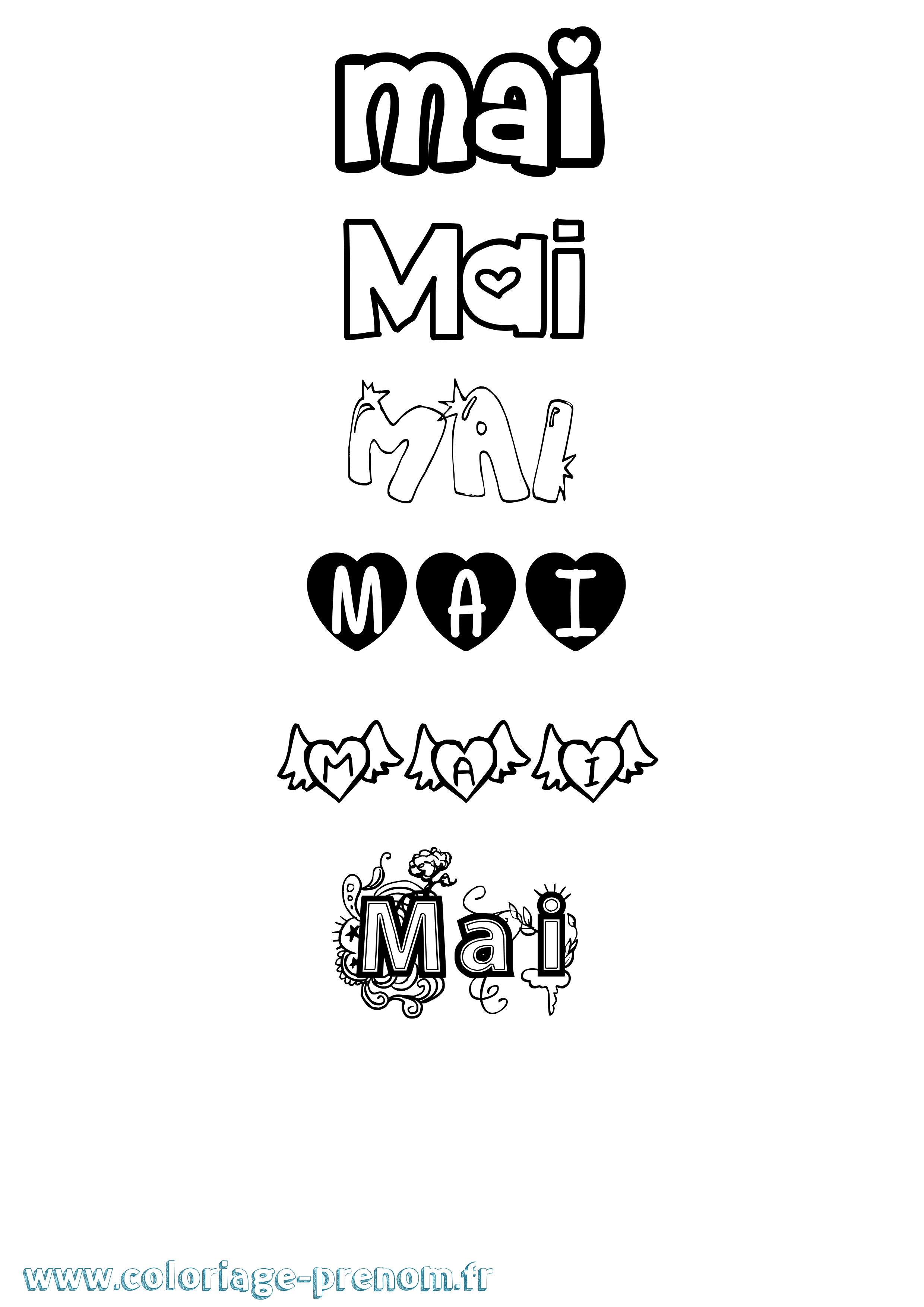 Coloriage Mai Girly Coloriage prénom Mai Girly