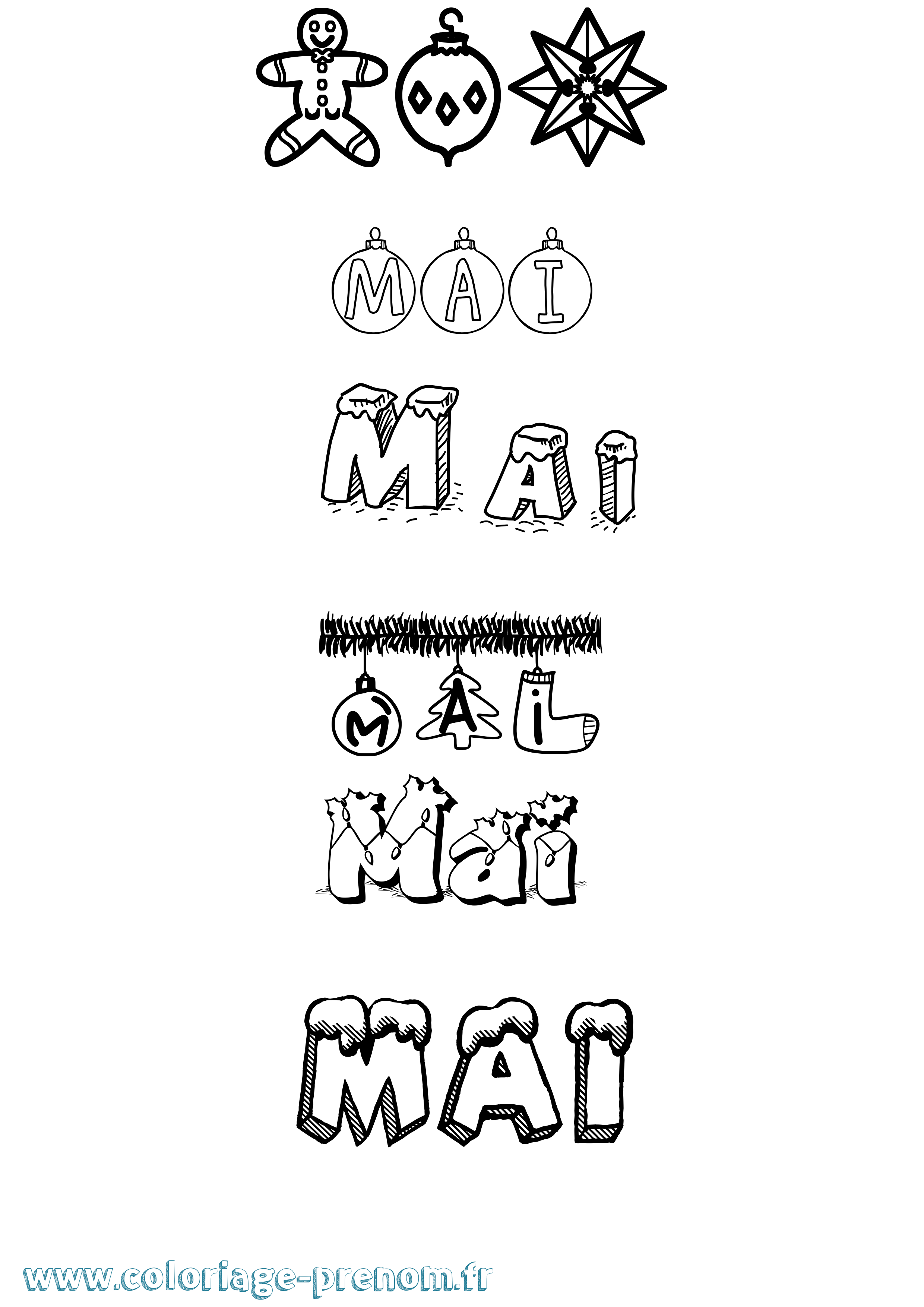 Coloriage Mai Noël Coloriage prénom Mai Noël