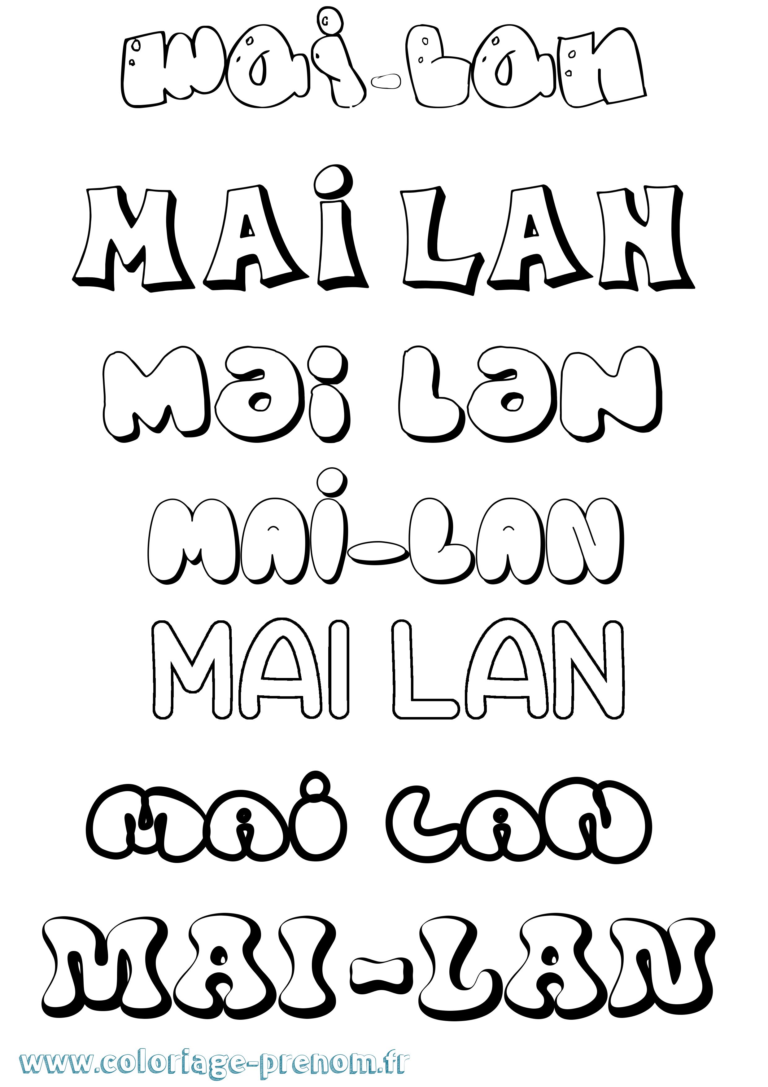 Coloriage prénom Mai-Lan Bubble