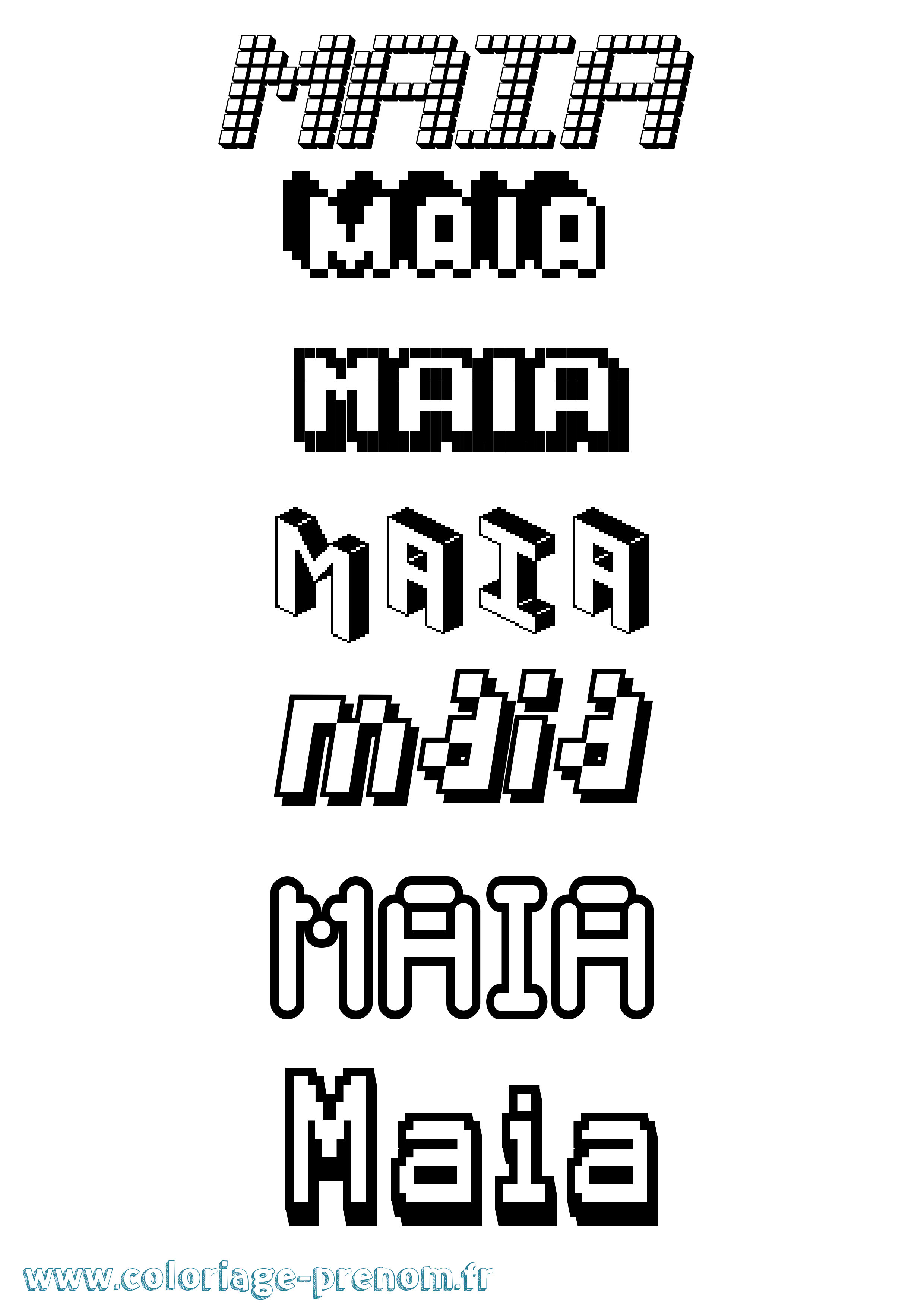 Coloriage prénom Maia Pixel