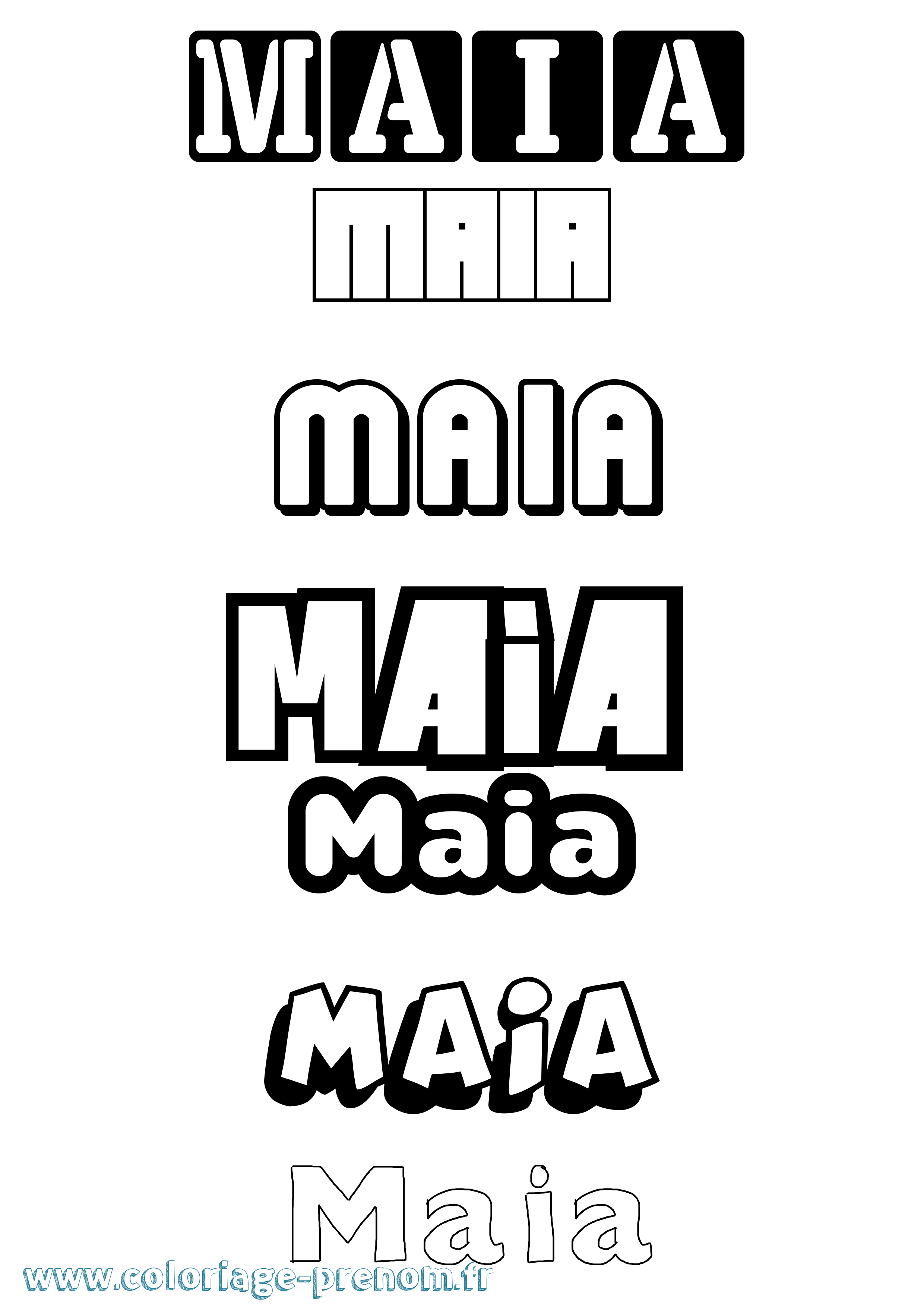 Coloriage prénom Maia Simple